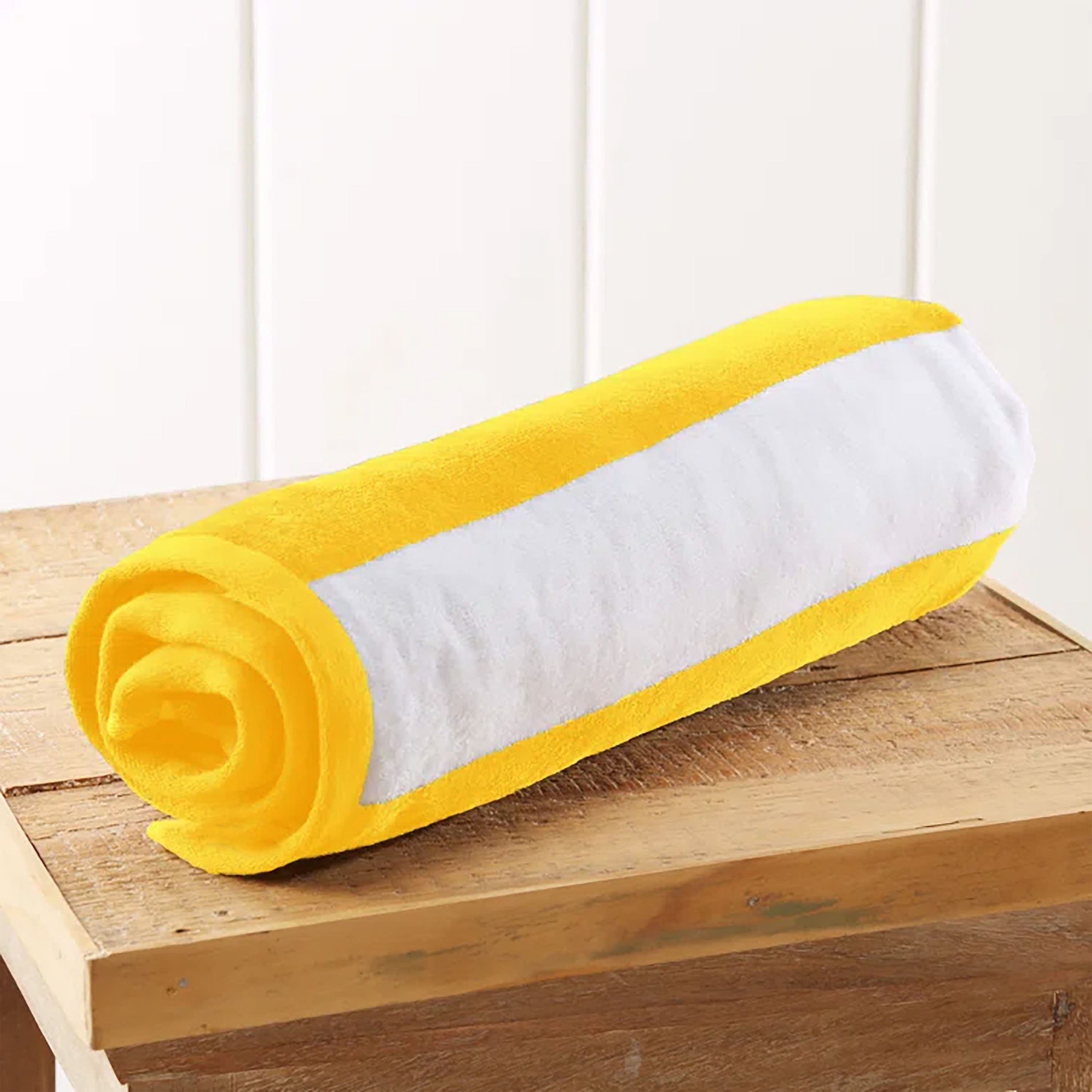 Cotton Home Striped Pool Towel 100% Cotton Yellow