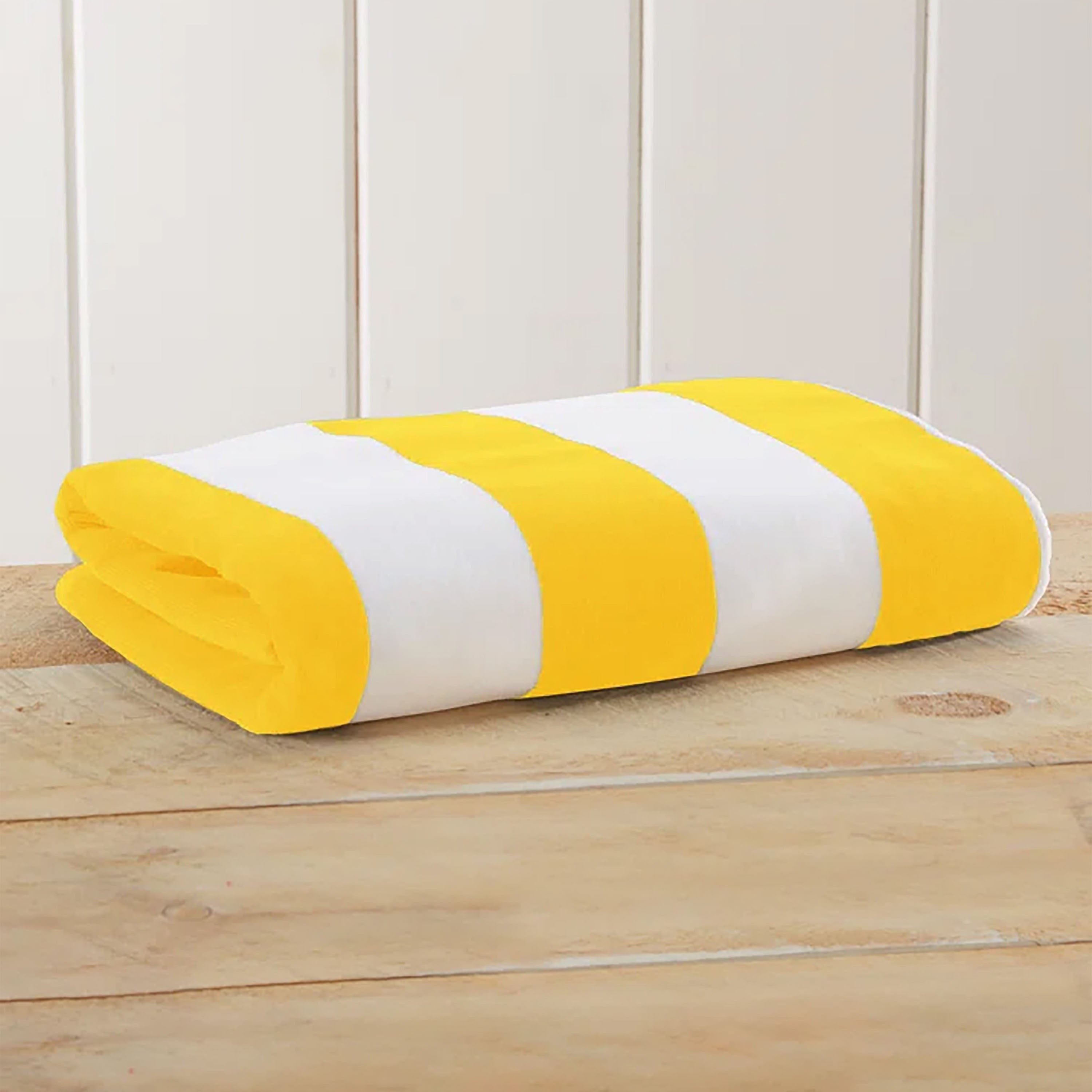Cotton Home Striped Pool Towel 100% Cotton Yellow