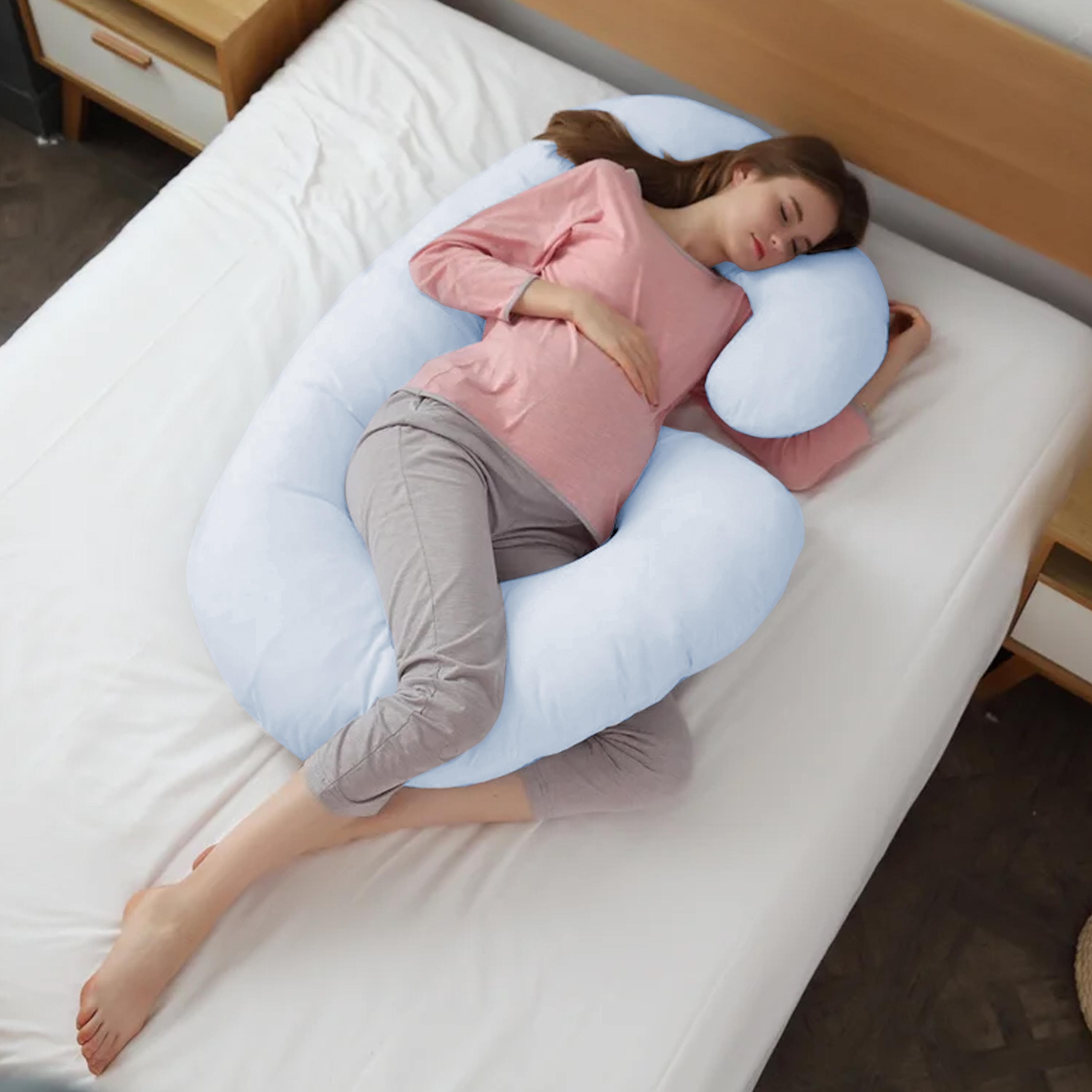 Cotton Home Pregnancy Pillow Blue