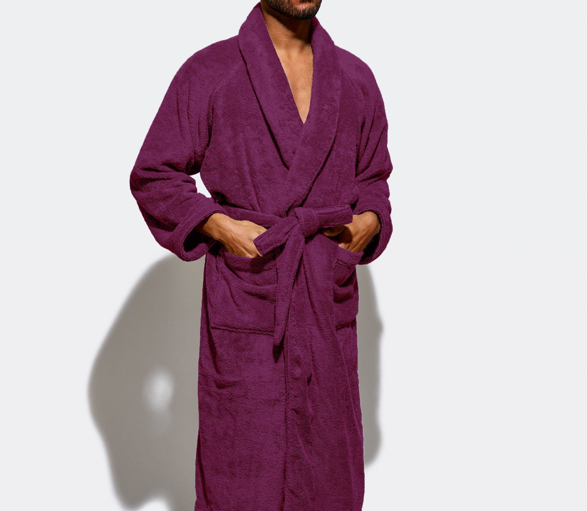 Cotton Home Bathrobe with Pockets Terry Ivory