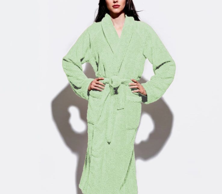 Cotton Home Bathrobe with Pockets Terry Mint Green