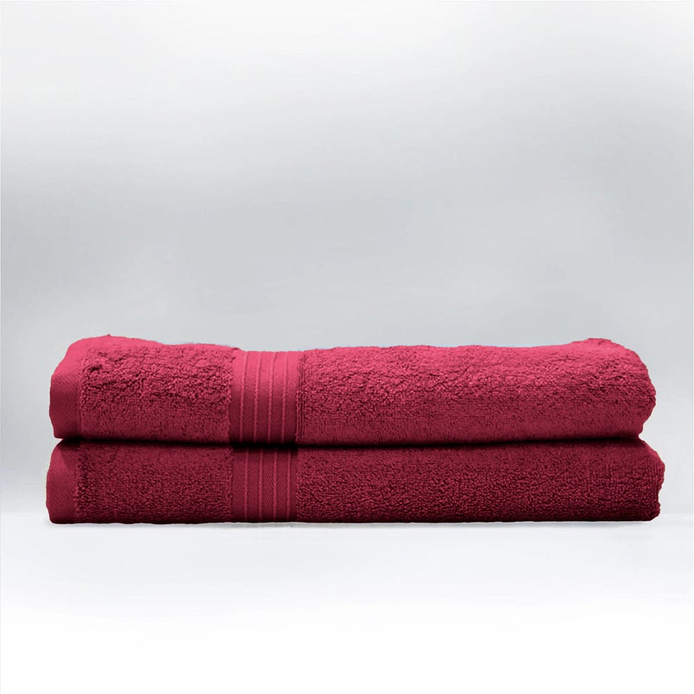 Cotton Home Bath Towel 2-piece Set Burgundy