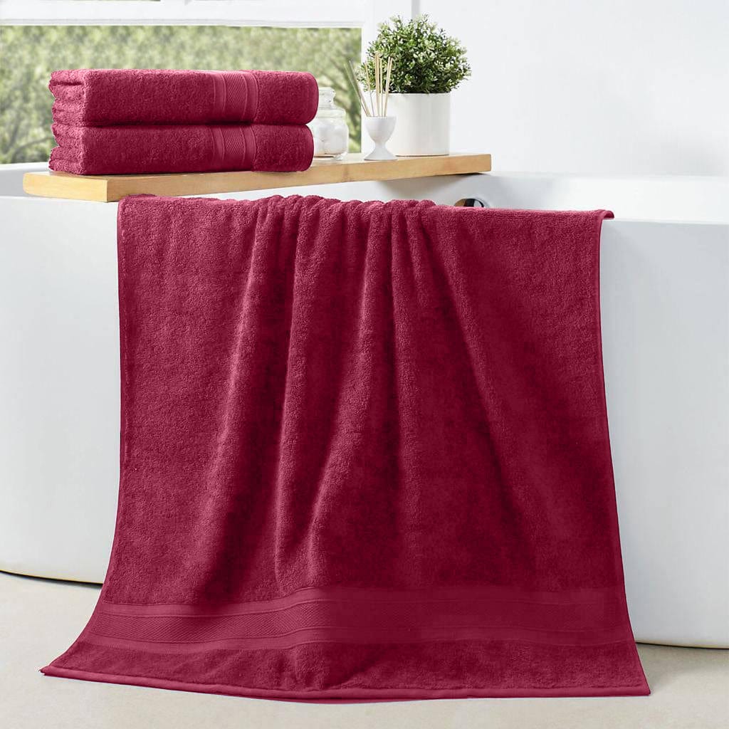 Cotton Home Bath Towel 2-piece Set Burgundy