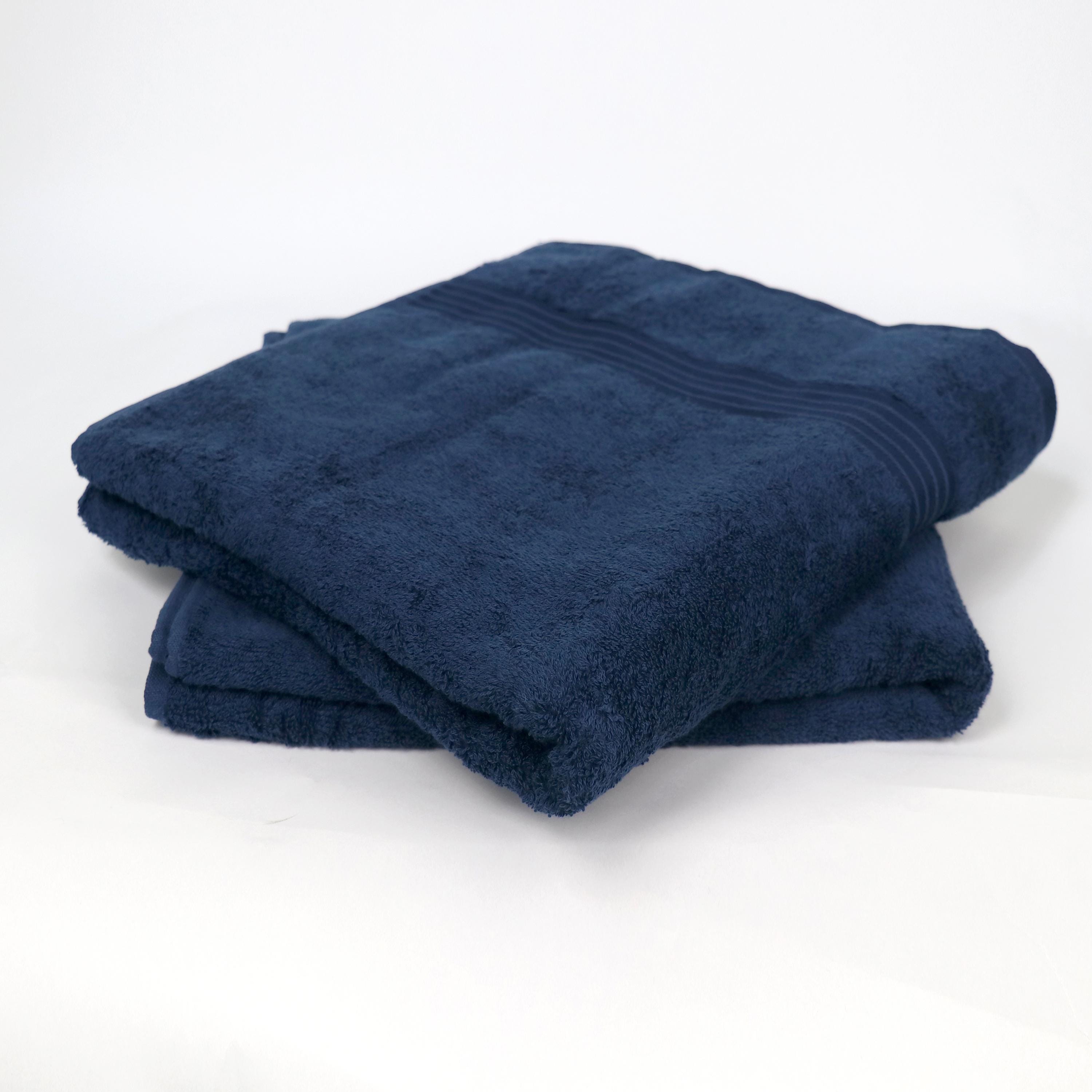 Cotton Home Bath Towel 2-piece Set Navy Blue