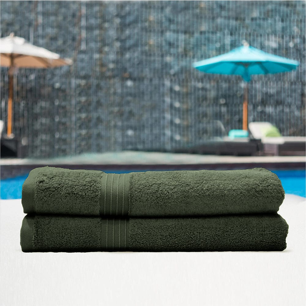 Cotton Home Bath Towel 2-piece Set Army Green