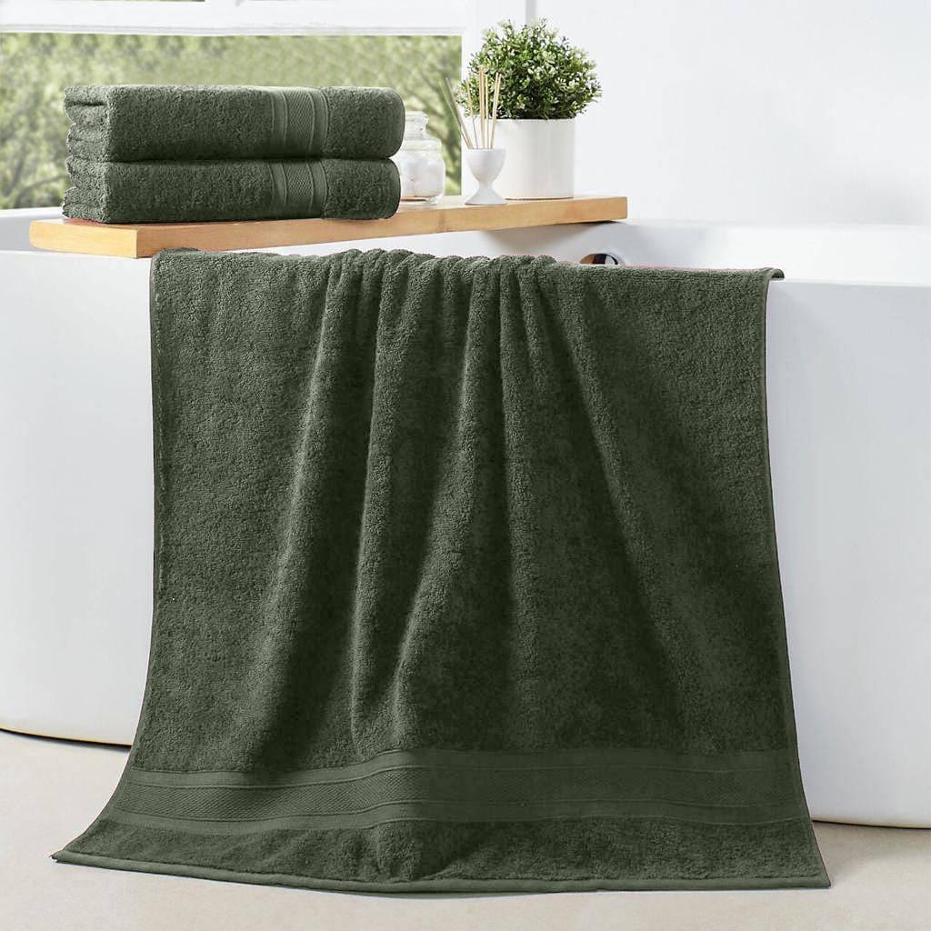 Cotton Home Bath Towel 2-piece Set Army Green