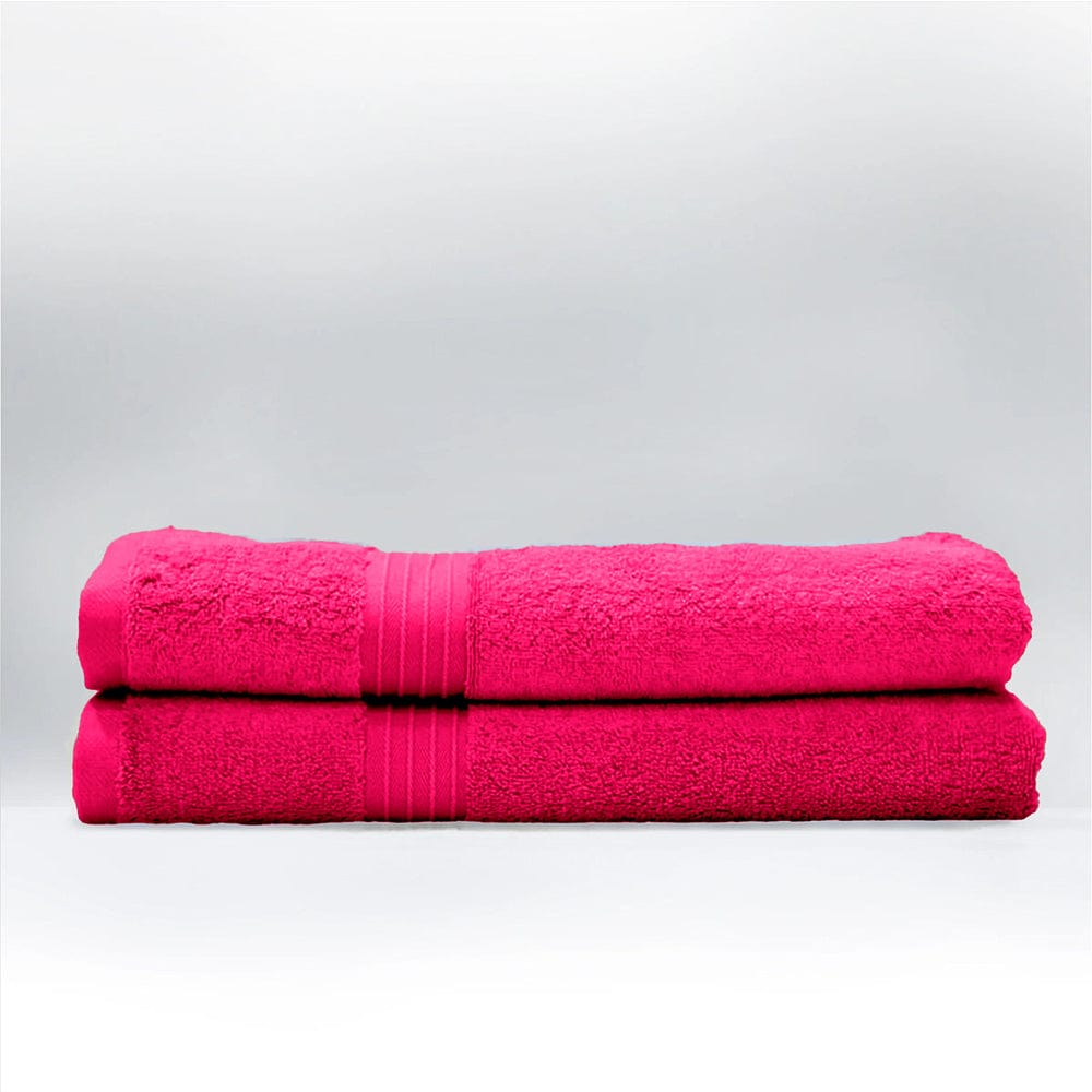 Cotton Home Bath Towel 2-piece Set Fuscia