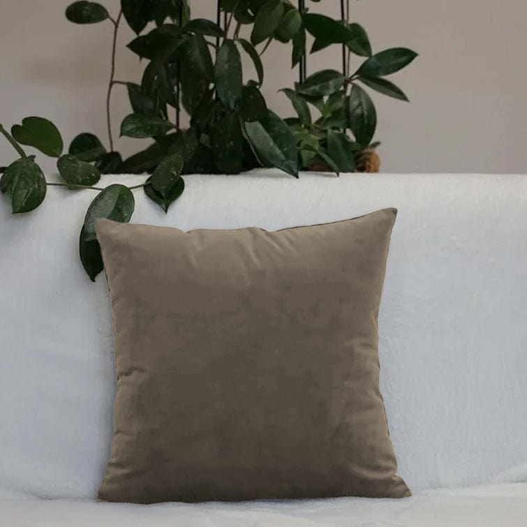 Cotton Home Filled Velvet Cushion LightBrown