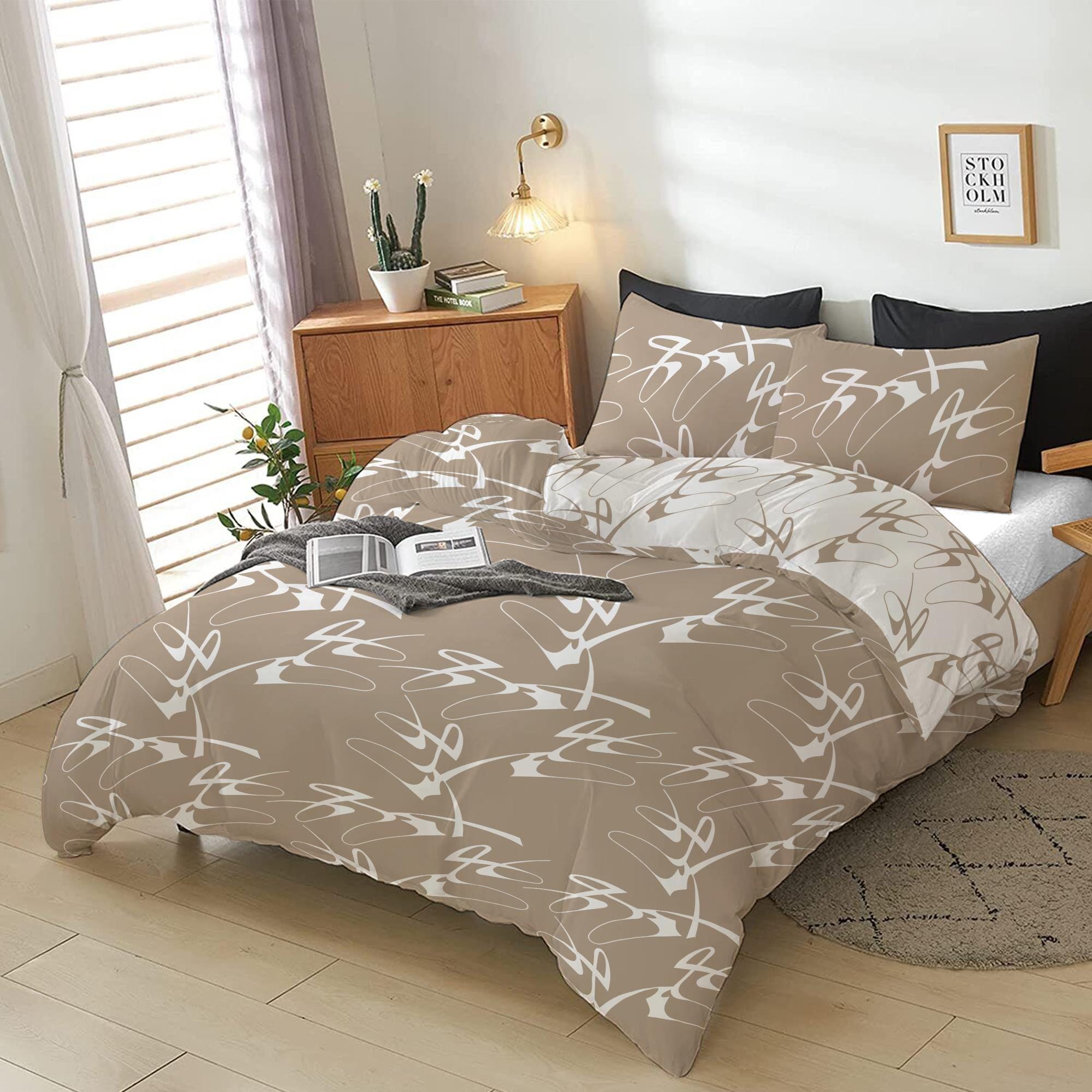 Cotton Home 4-Piece Luxury Cotton Comforter Set Abstract Stock
