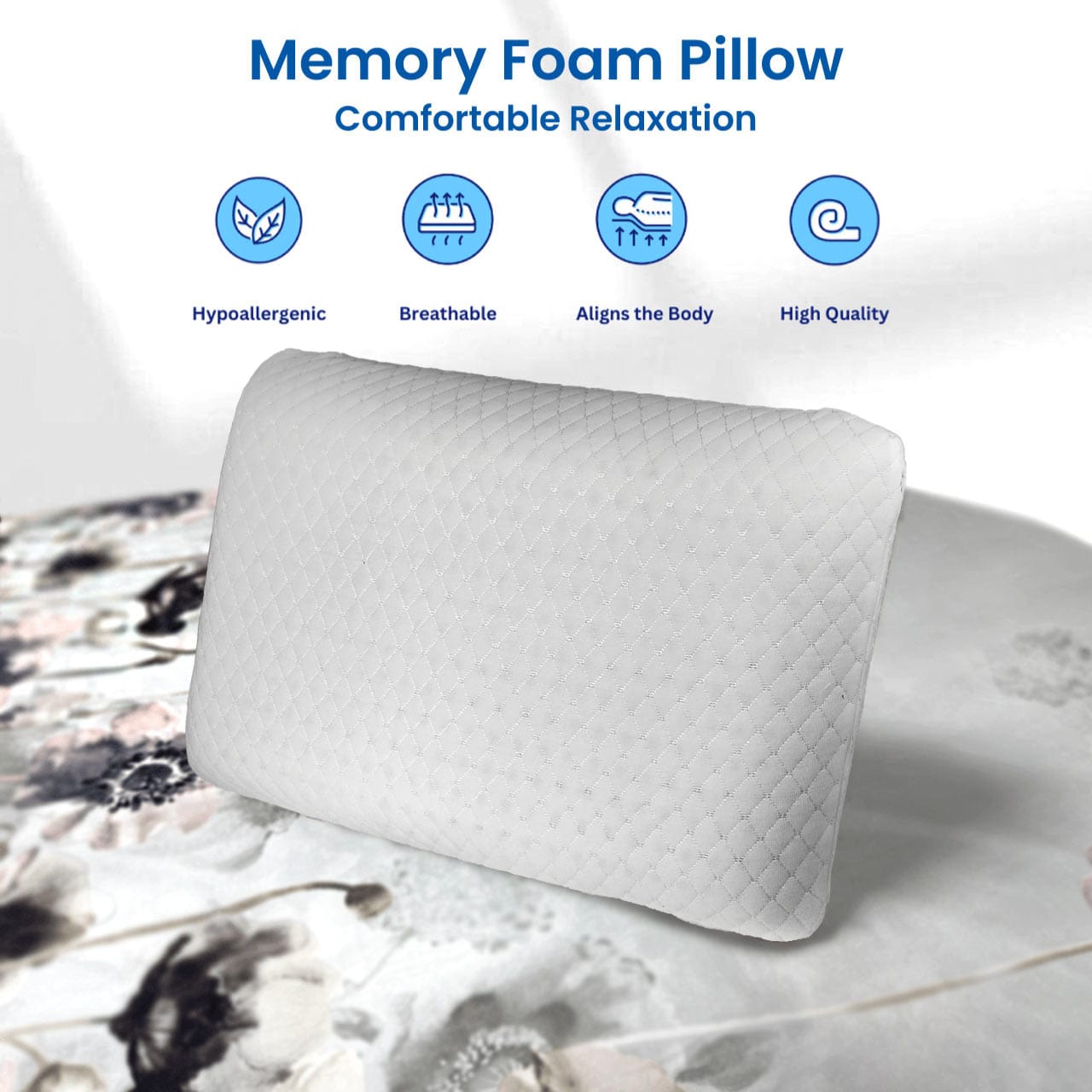 Cotton Home Venus Breathable Memory Foam Pillow Anti-stress Fabric White