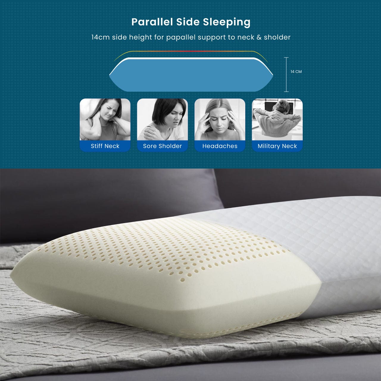 Cotton Home Venus Breathable surface Memory Foam Pillow Anti-stress Fabric White