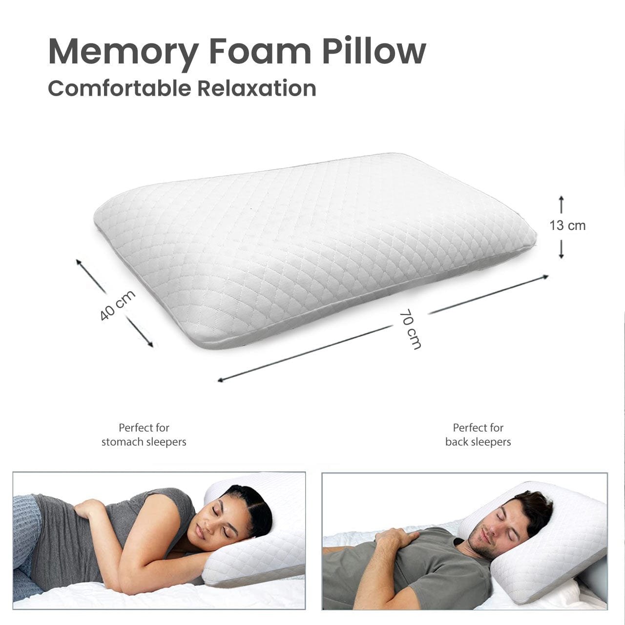 Cotton Home Venus Breathable surface Memory Foam Pillow Anti-stress Fabric White