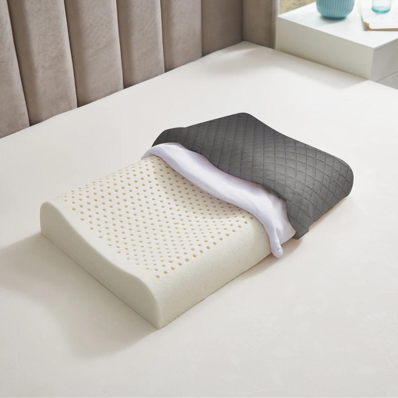 Cotton Home Smooth Memory Foam Pillow Anti-stress Fabric Grey