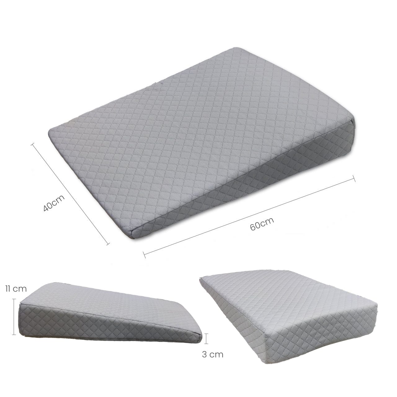 Cotton Home Smooth Wedge Memory Foam Pillow Anti-stress Fabric Grey
