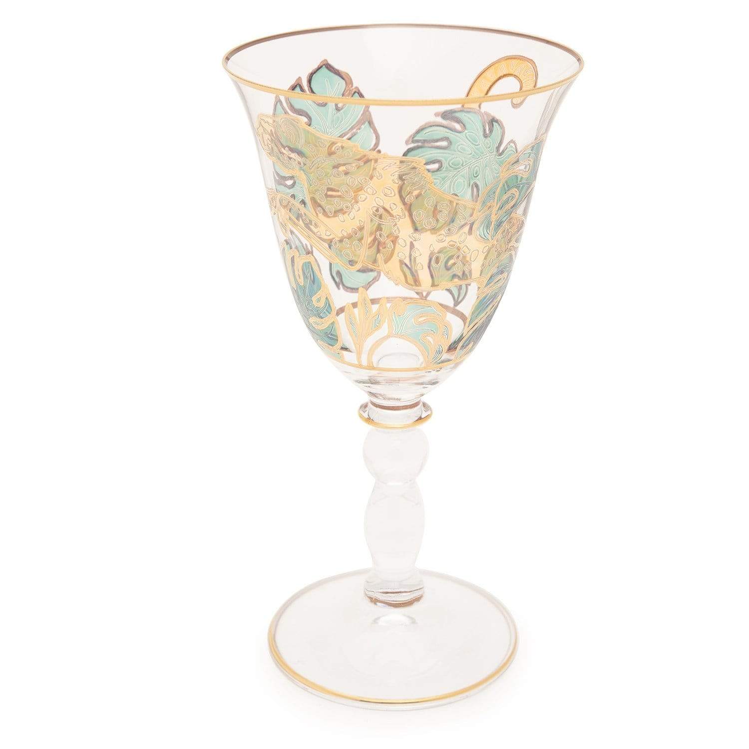 Combi Latisha Goblet Set - Green and Gold, 260 ml, Large, 6 Piece - G748Z/96 - Jashanmal Home