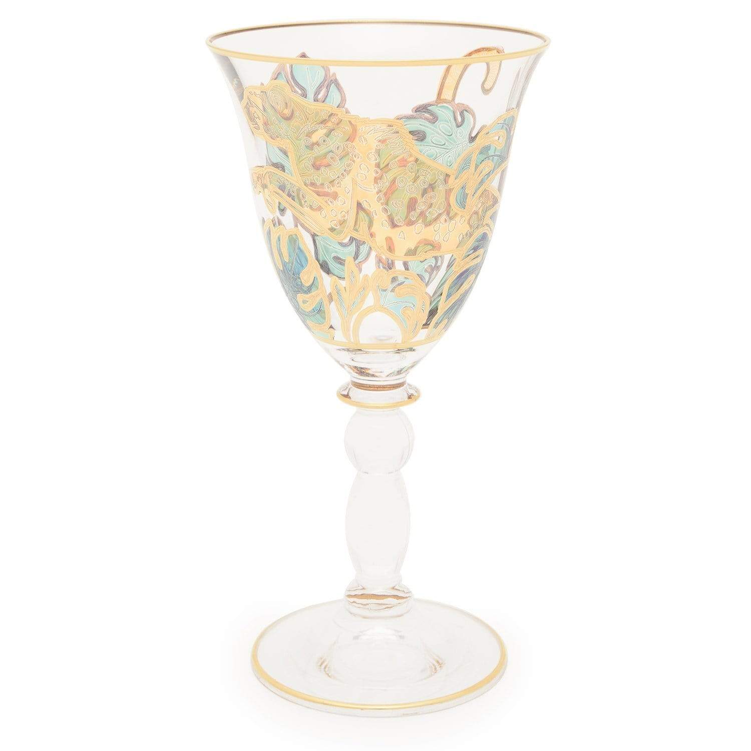 Combi Latisha Goblet Set - Green and Gold, 190 ml, Small, 6 Piece - G748Z/97 - Jashanmal Home