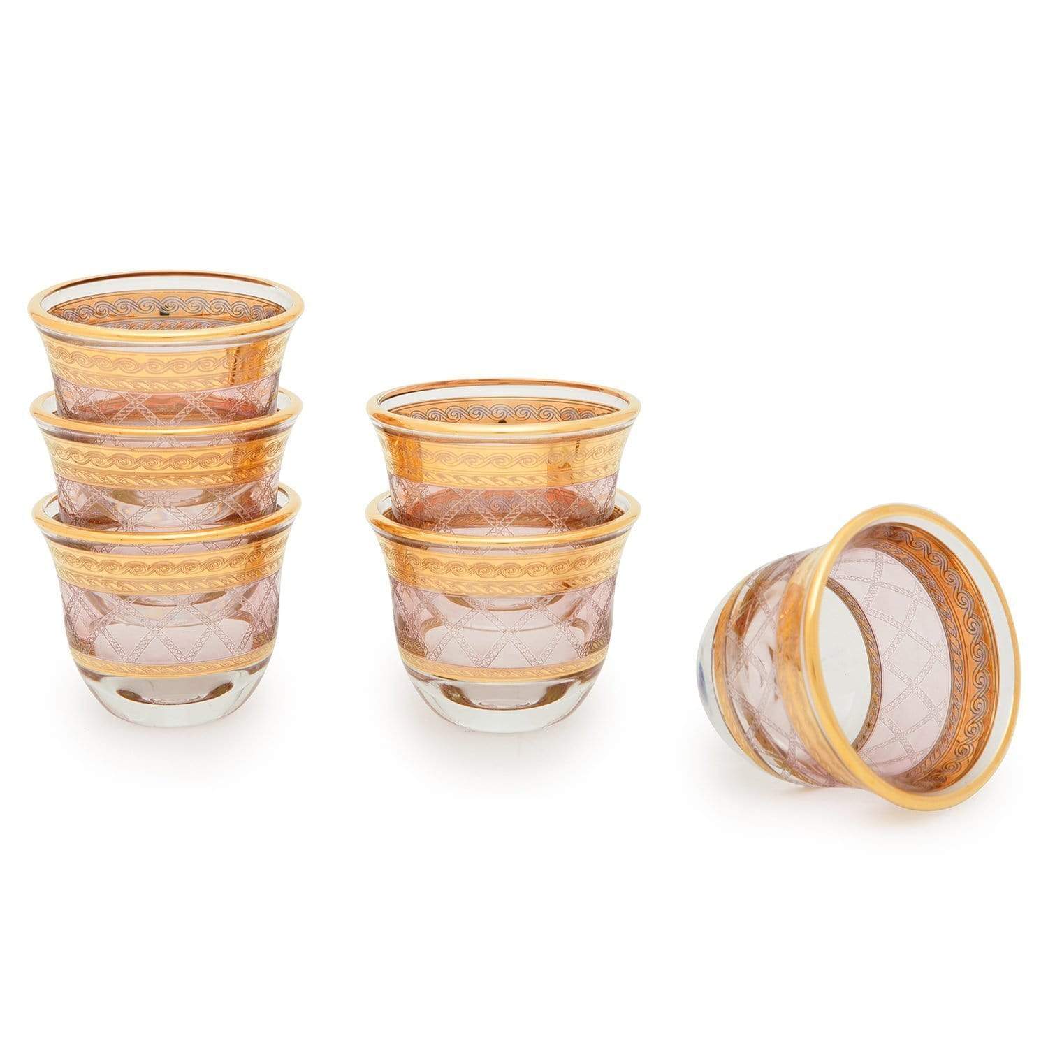 Combi Kolleen Mocca Cup Set - Gold and Pink, 6 Piece - G761Z/48 - Jashanmal Home