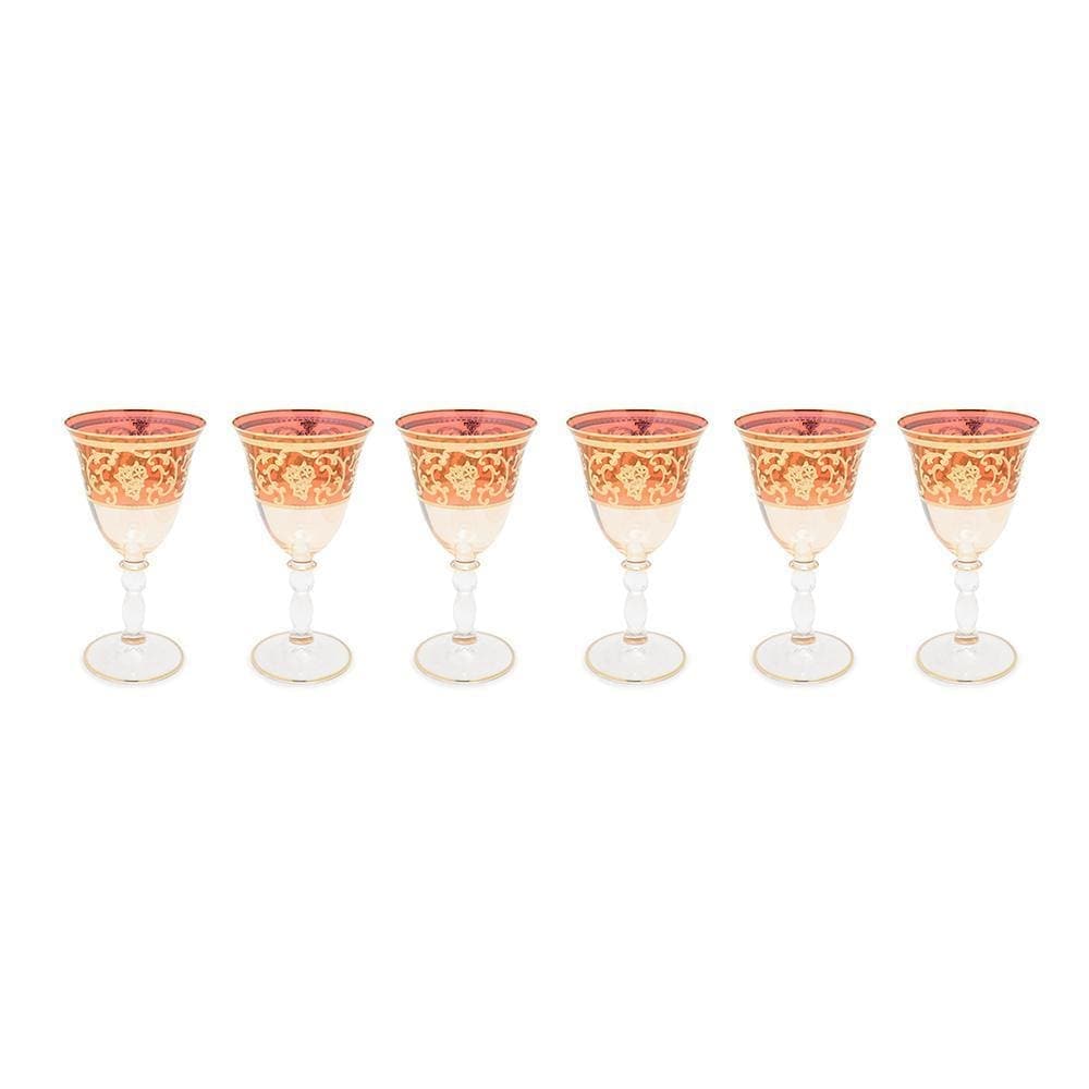 Combi Clarice Goblet Set - Red and Amber, 260 ml, Large, 6 Piece - G597Z-RED&AM/96 - Jashanmal Home