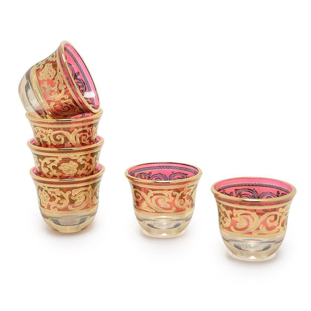 Combi Clarice Mocca Cup Set - Red and Amber, 6 Piece - G597Z-RED&AM/48 - Jashanmal Home