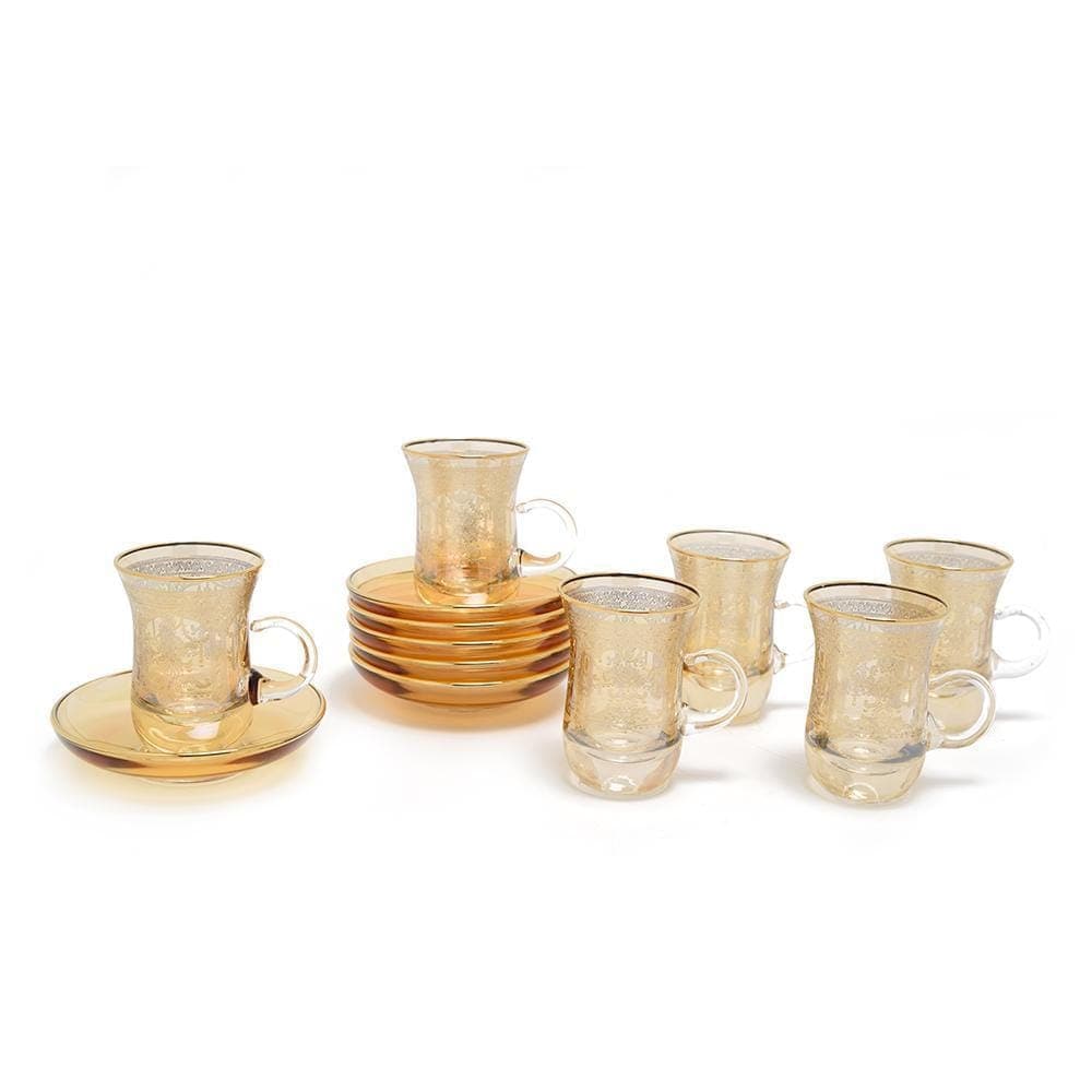 Combi Annette Tea Cup and Saucer Set - Amber, 12 Piece - G789/1Z-AM/35 - Jashanmal Home