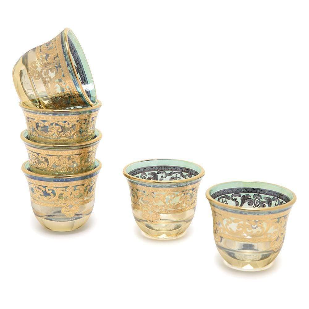 Combi Geneva Mocca Cup Set - Green and Amber, 6 Piece - G694Z-AMGRN/48 - Jashanmal Home