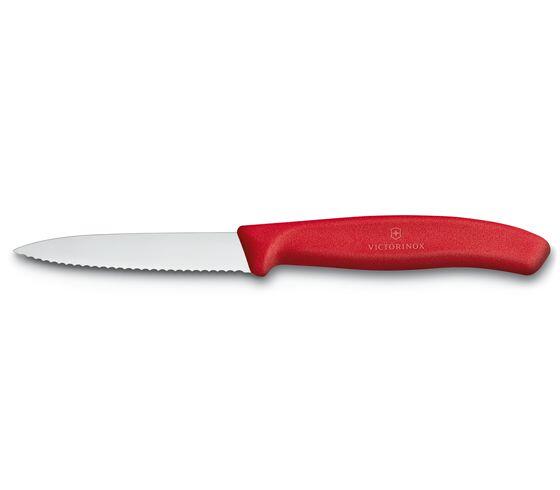 VICTORINOX SWISS CLASSIC PARING KNIFE WAVY EDGE RED NYLON HANDLE BLADE 8CM  - 6.7631