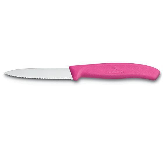 فيكتورينوكس سويسرية سويسرية سكين تقطيع سكين وردي متموج حافة نايلون مقبض شفرات 10 سم - 6.7636.L115