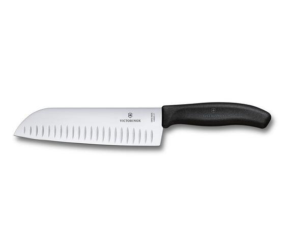 VICTORINOX SWISS CLASSIC SANKOTU KNIFE WITH FLUTED EDGE BLACK NYLON HANDLE BLADE 17CM  - 6.8523.17B