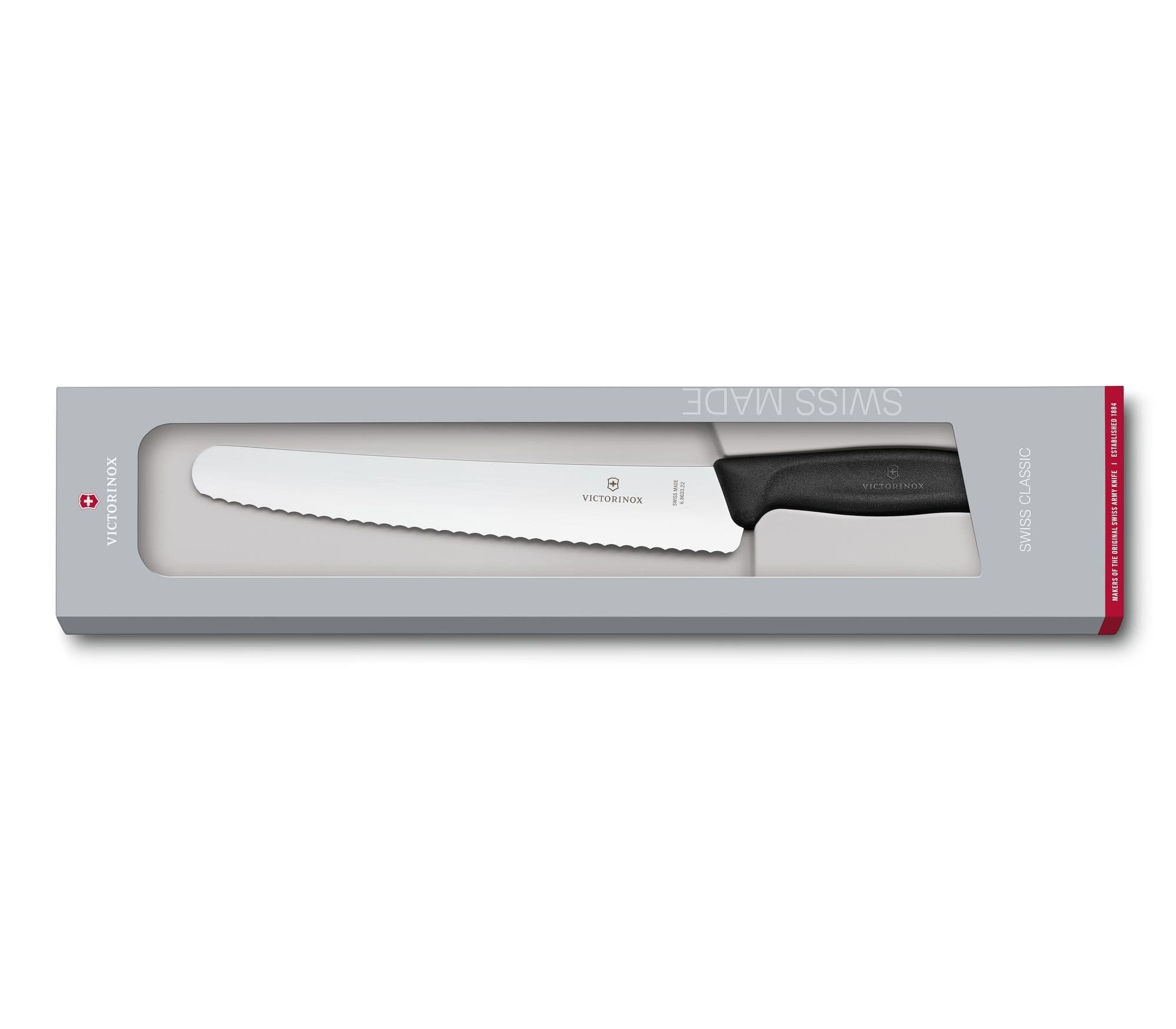 سكين خبز ومعجنات فيكتورينوكس سويسري كلاسيكي، شفرة 22 سم اسود - 6.8633.22B
