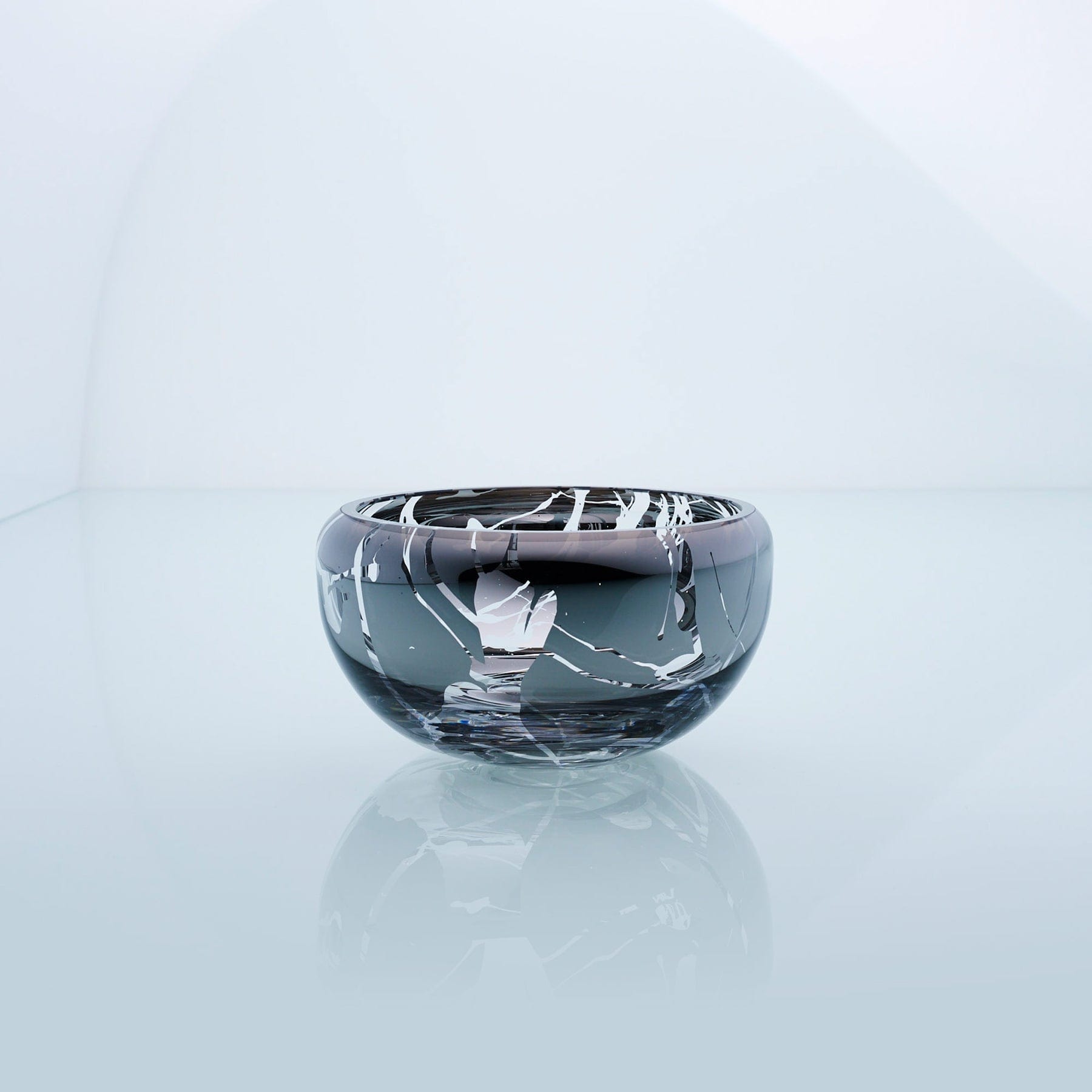 An & Angel, Small Round Glass Bowl, Mirror Ext. / Mirror Transparent Int.