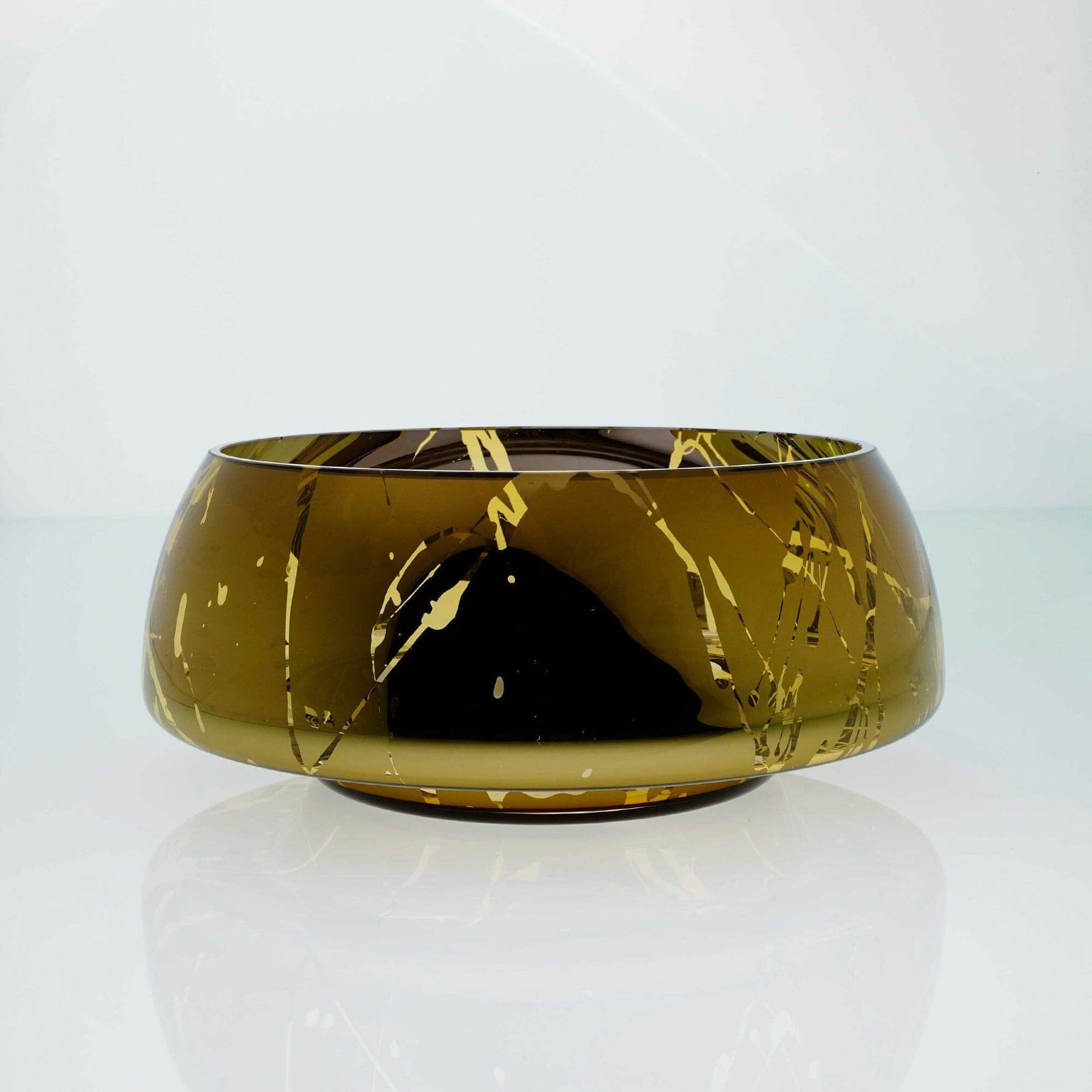 An & Angel, Grand Glass Bowl, Amber Ext./Mirror Transp. Int.