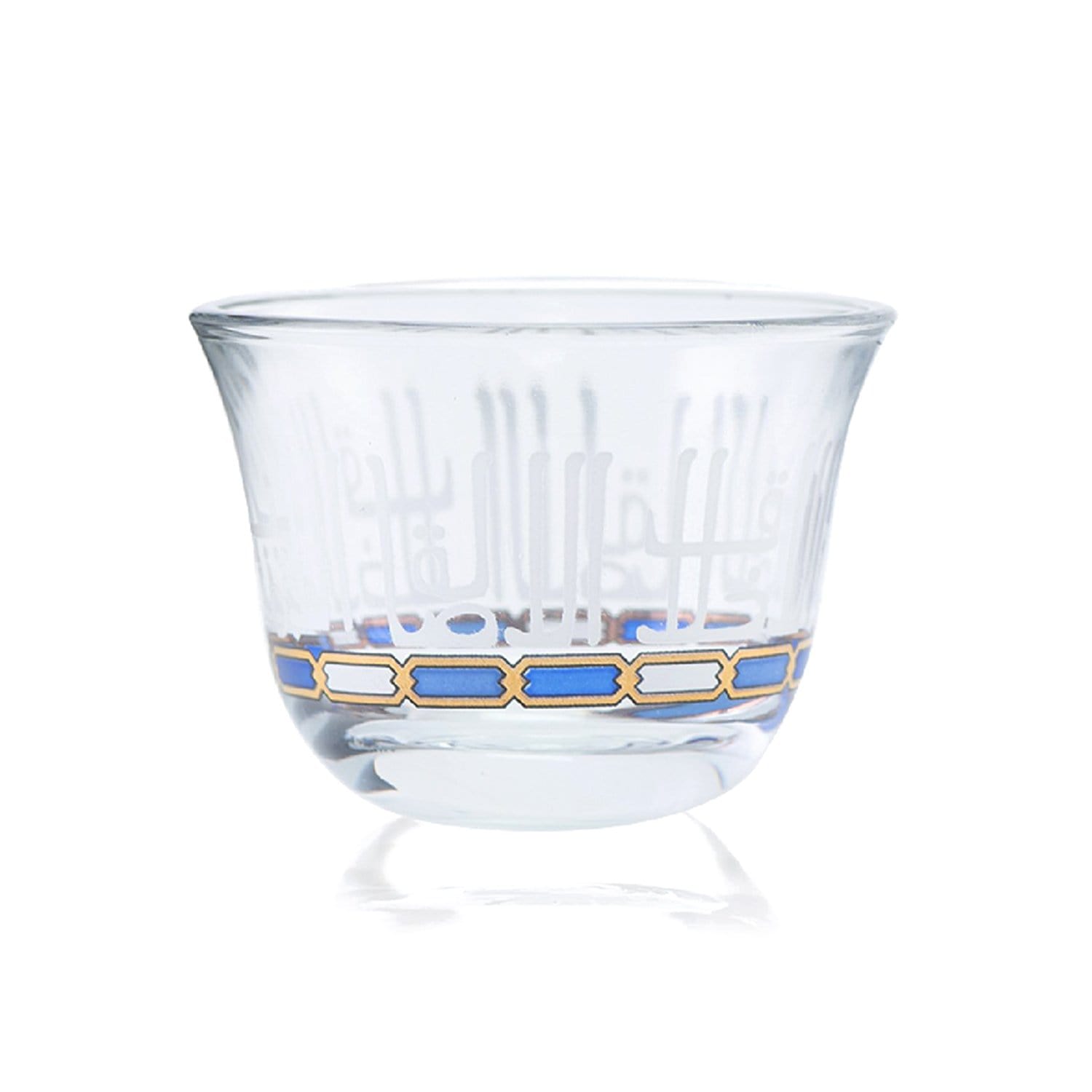 Dimlaj Asala Cawa Cup Set - Clear, Gold and Blue, 6 Pieces - 46677 - Jashanmal Home