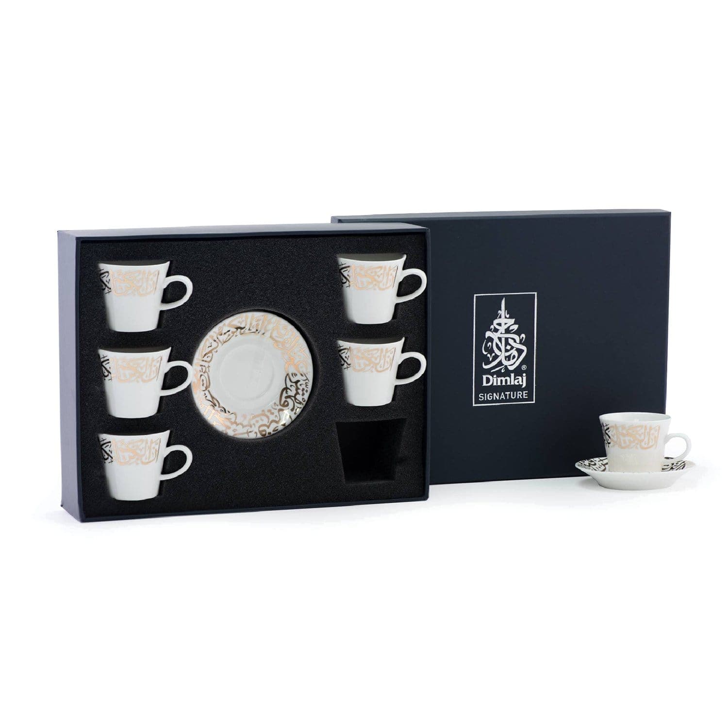 Dimlaj كريم فنجان القهوة ومجموعة الصحن - الأبيض والذهبي، 12 قطعة - 46666 - Jashanmal الرئيسية