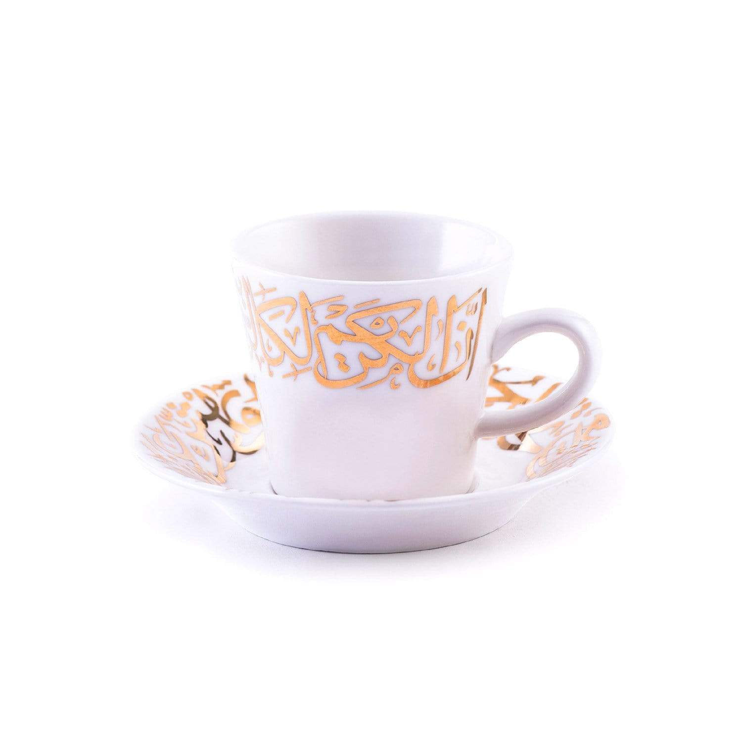 Dimlaj Kareem Coffee Cup and Saucer Set - White and Gold, 12 Pieces - 46666 - Jashanmal Home