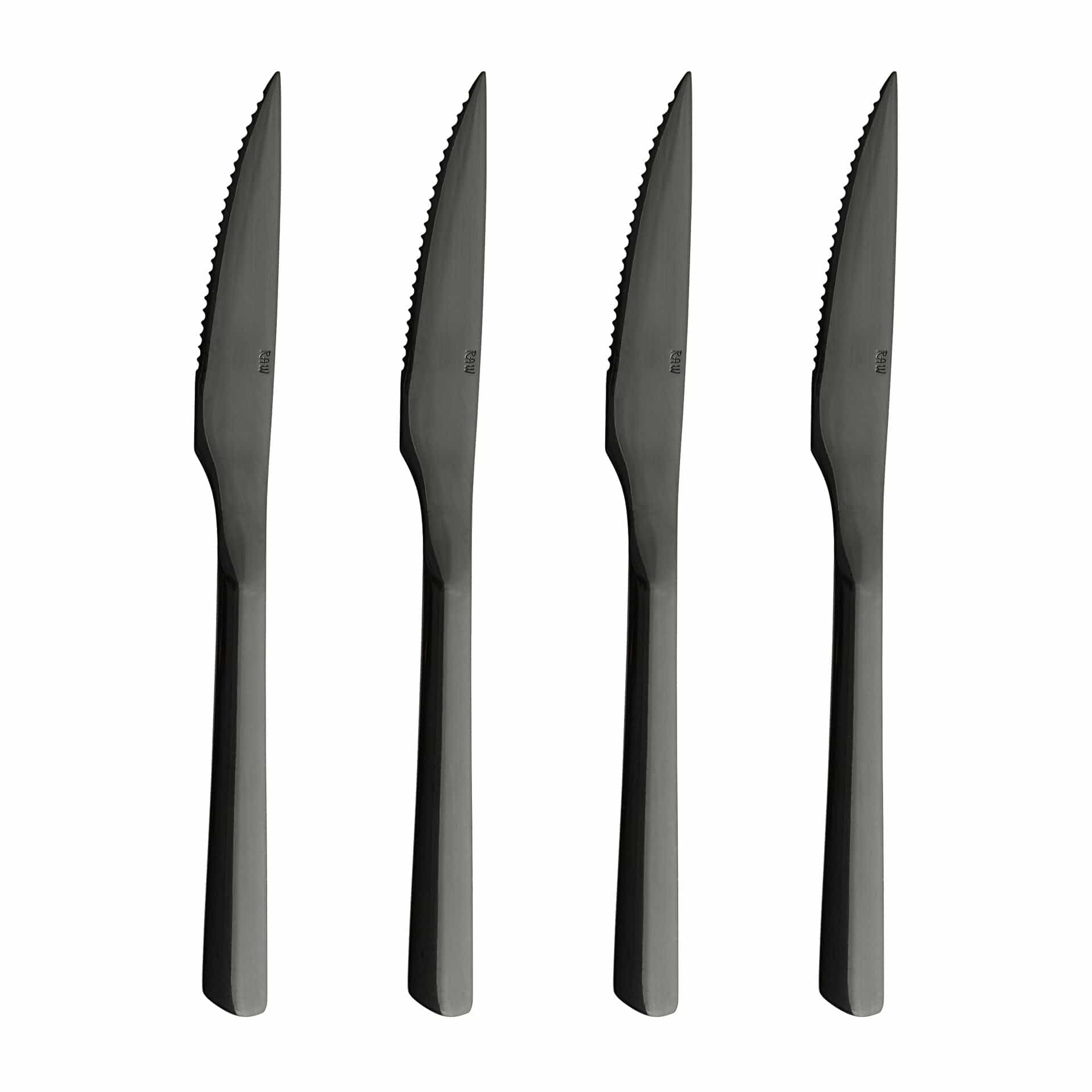 عايدة مجموعة خام من 4 سكاكين ستيك مطلية باللون الأسود ، تأتي في علبة هدايا