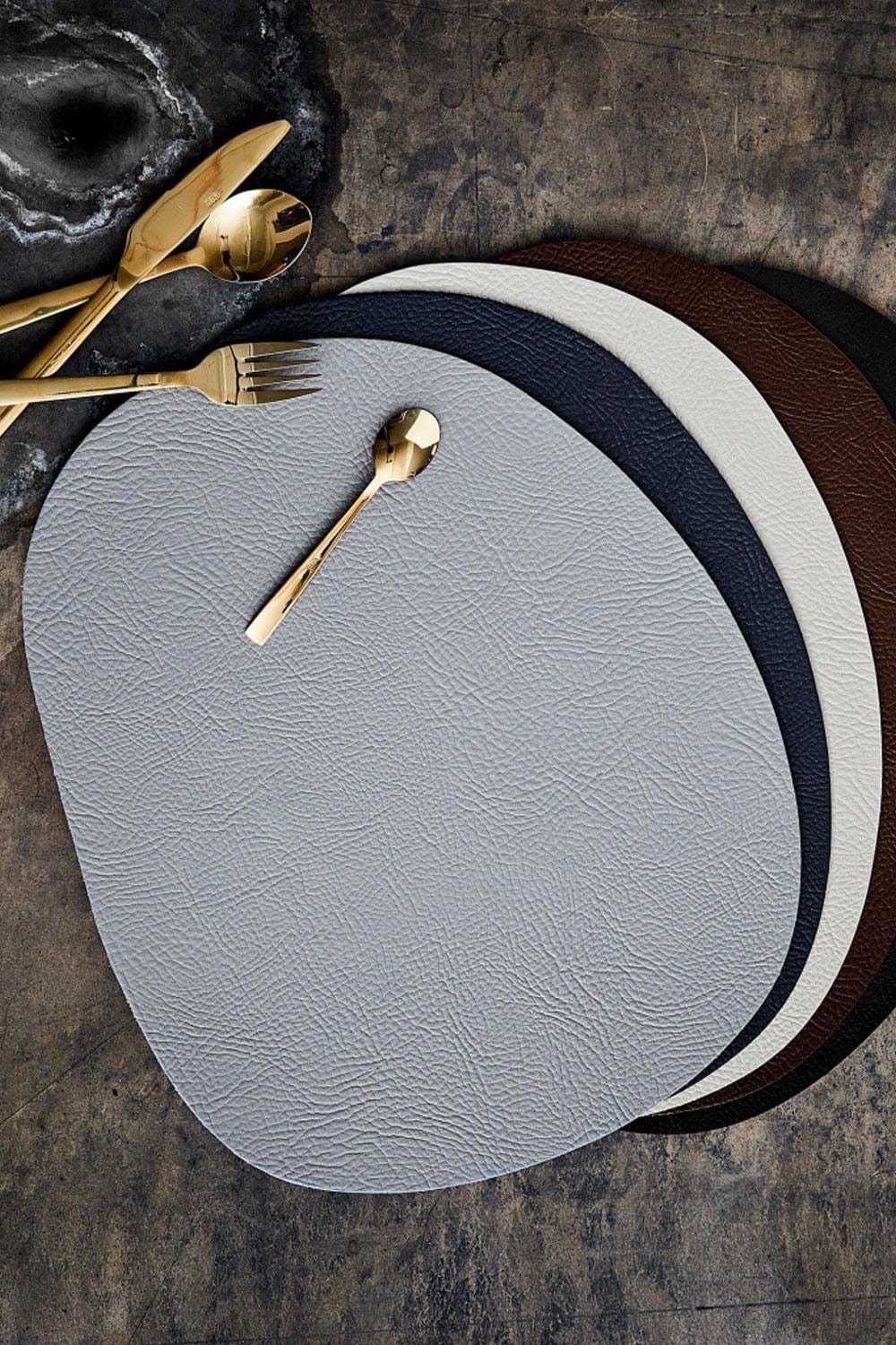 Aida Raw Buffalo Placemat 95% Recycled Leather  Grey