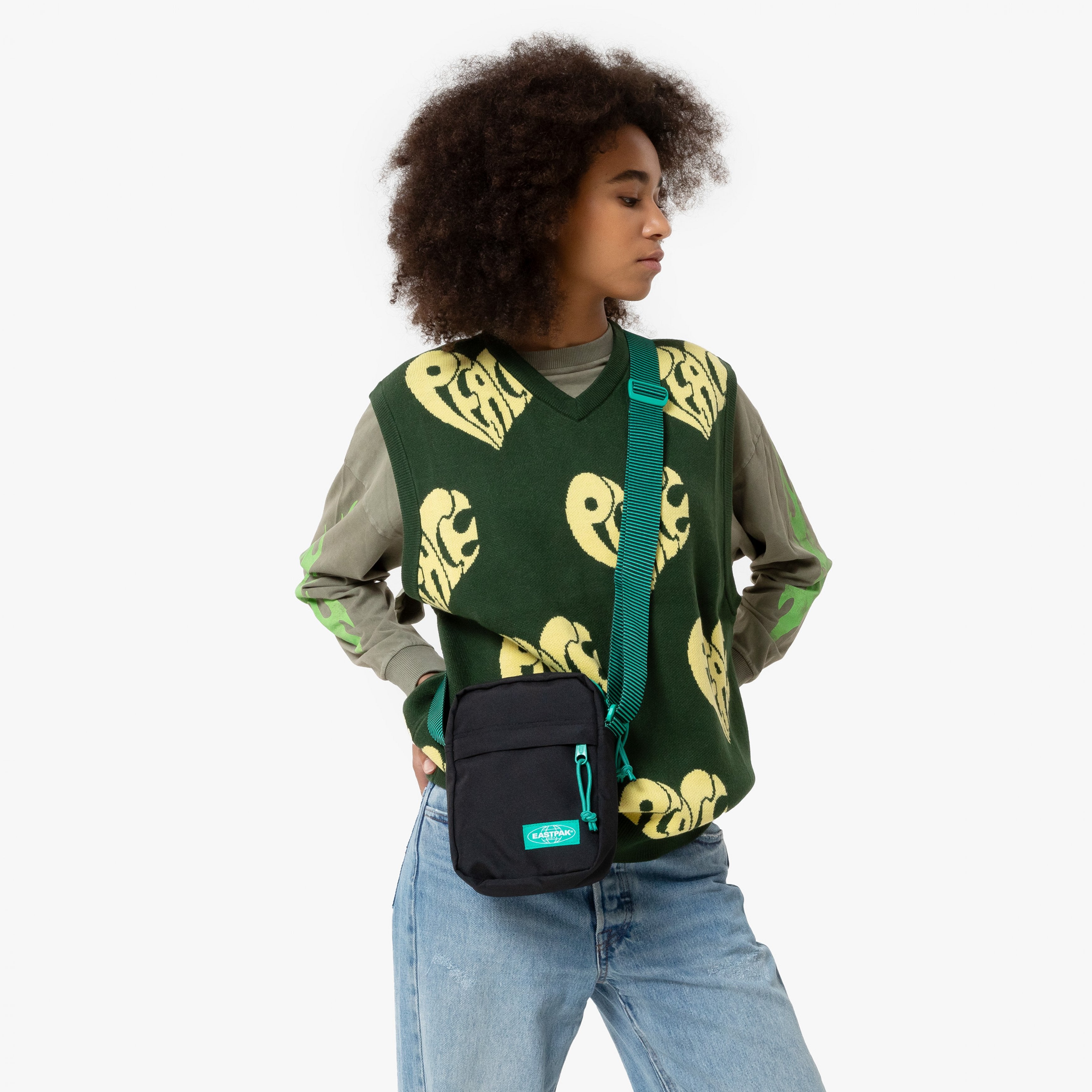 Eastpak The One Kontrast Stripe Black Small Crossbody Bag - EK0000459J41