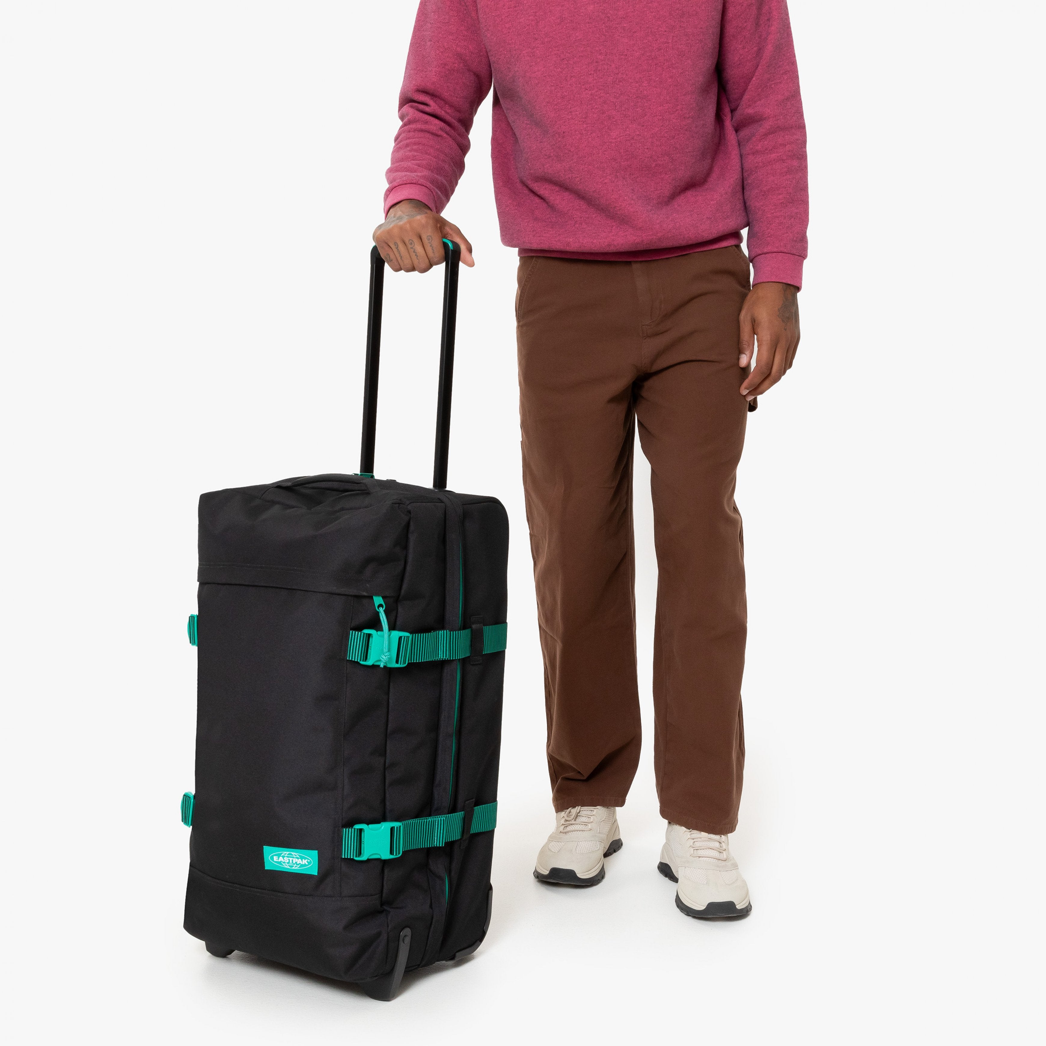 Eastpak Tranverz M Kontrast Stripe Black Medium Wheeled Luggage - EK00062L9J41