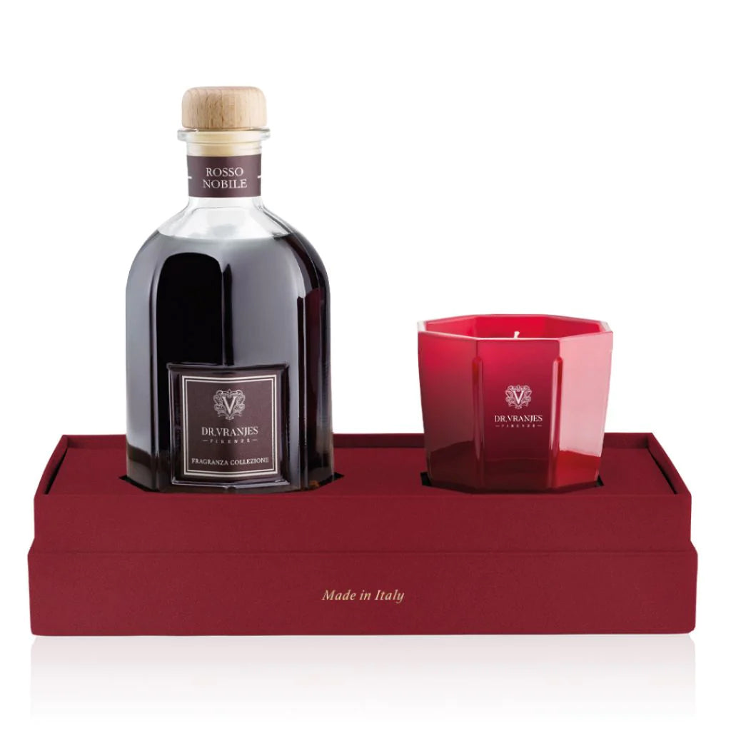 GIFT BOX 250 ML DIFFUSER + 200 GR CANDLE - ROSSO NOBILE TOURMALINE