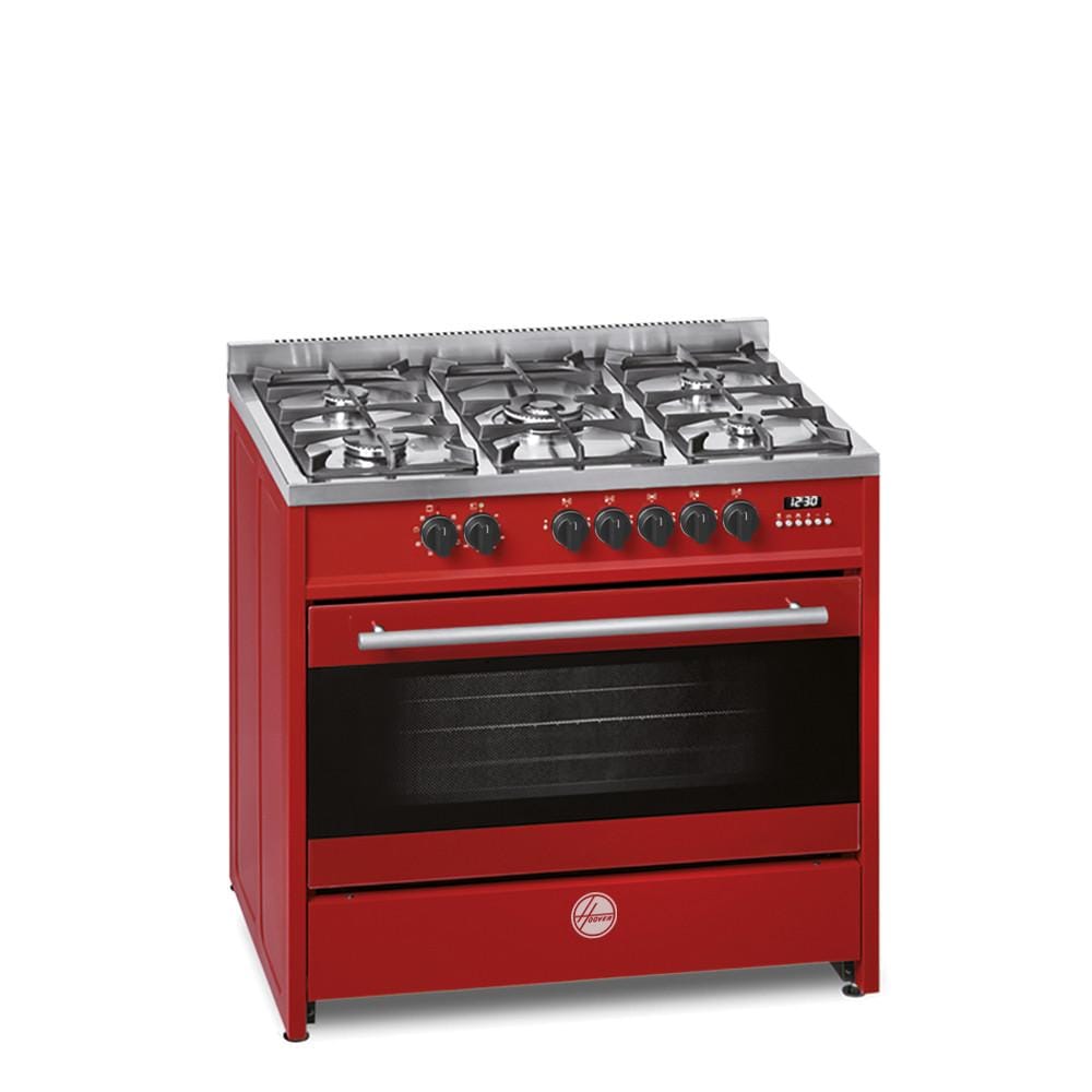 HOOVER 90X60 FULL GAS COOKER, CAST IRON-RED, HGC-M95G-01R