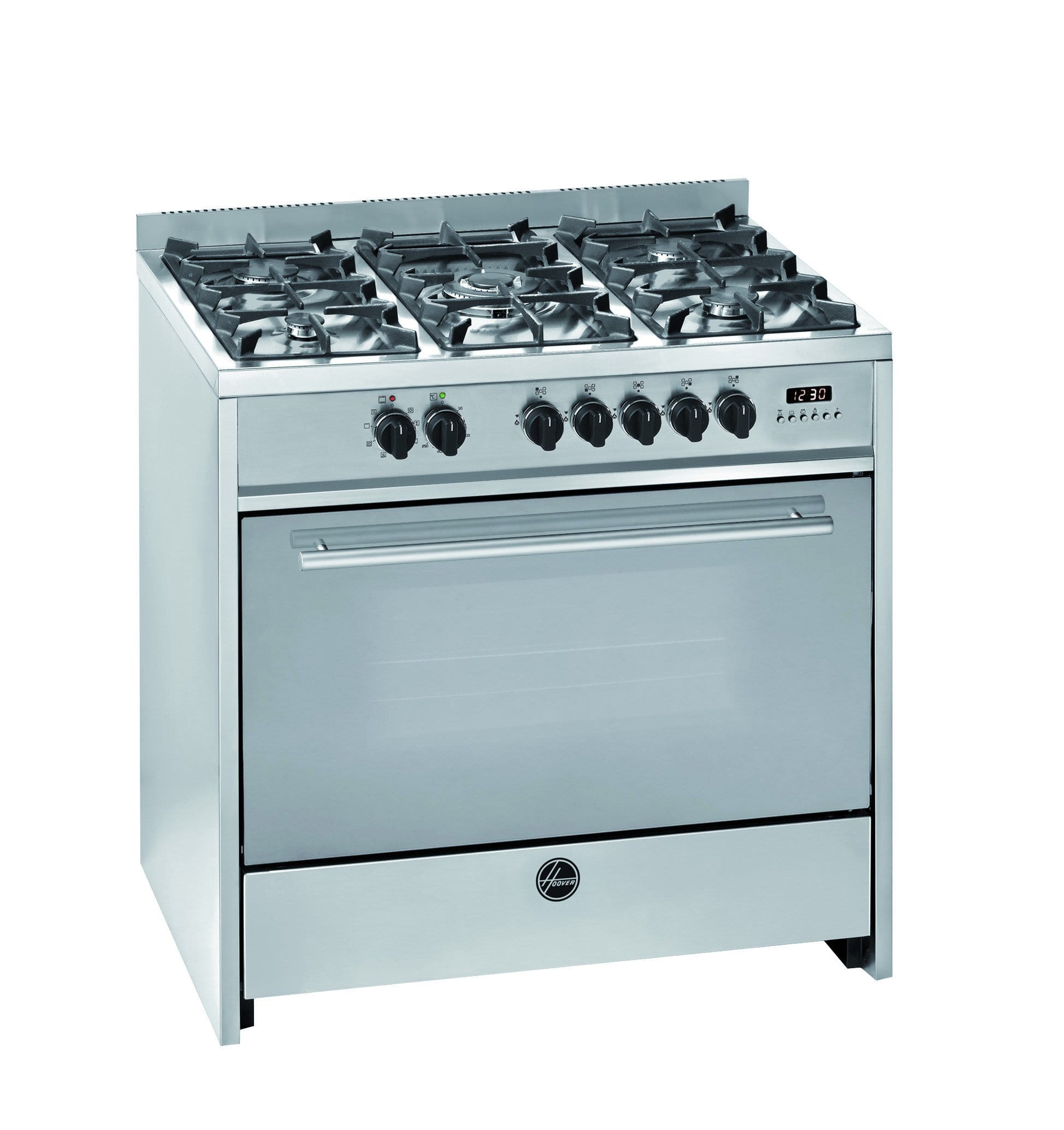 HOOVER 90X 60 TOP GAS, ELECTRIC OVEN COOKER, CAST IRON, STEEL, HMC-M95E-01X