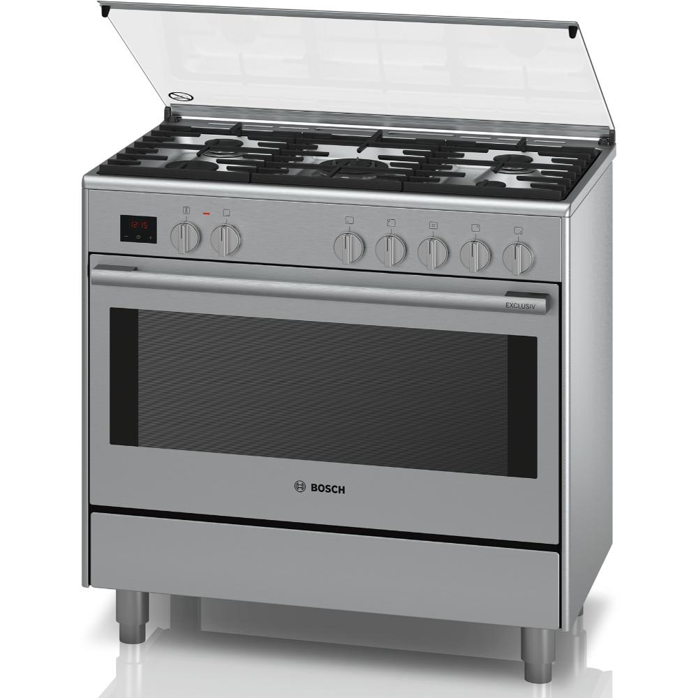 Bosch 90X60 cm Top Gas And Electric Oven Free Standing Cooker, HSB738357M"Min 1 year manufacturer warranty