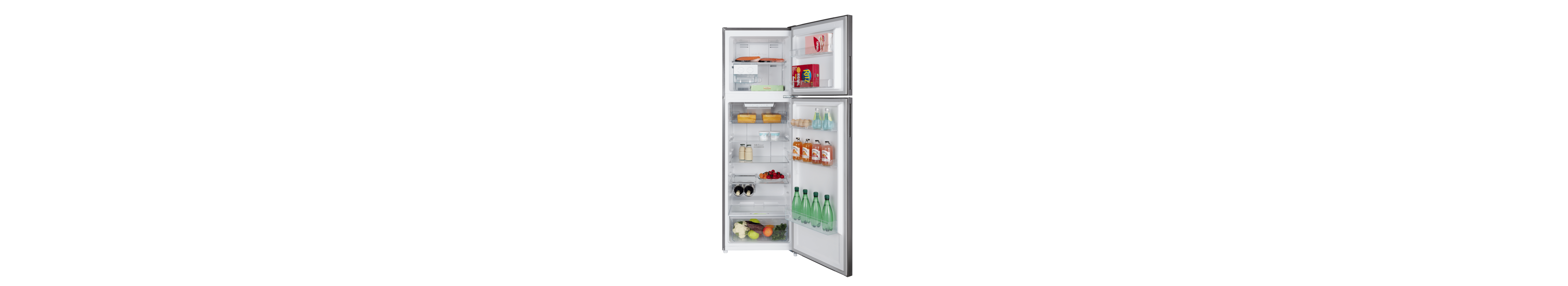 Hoover 326L No Frost Refrigerator, Dual Inverter Compressor, Reversible Door, Glass Shelves 1 Year Manufacturer & 10-Year Warranty on Inverter Compressor 50/60 Hz Inox Finish - HTR-M326-S