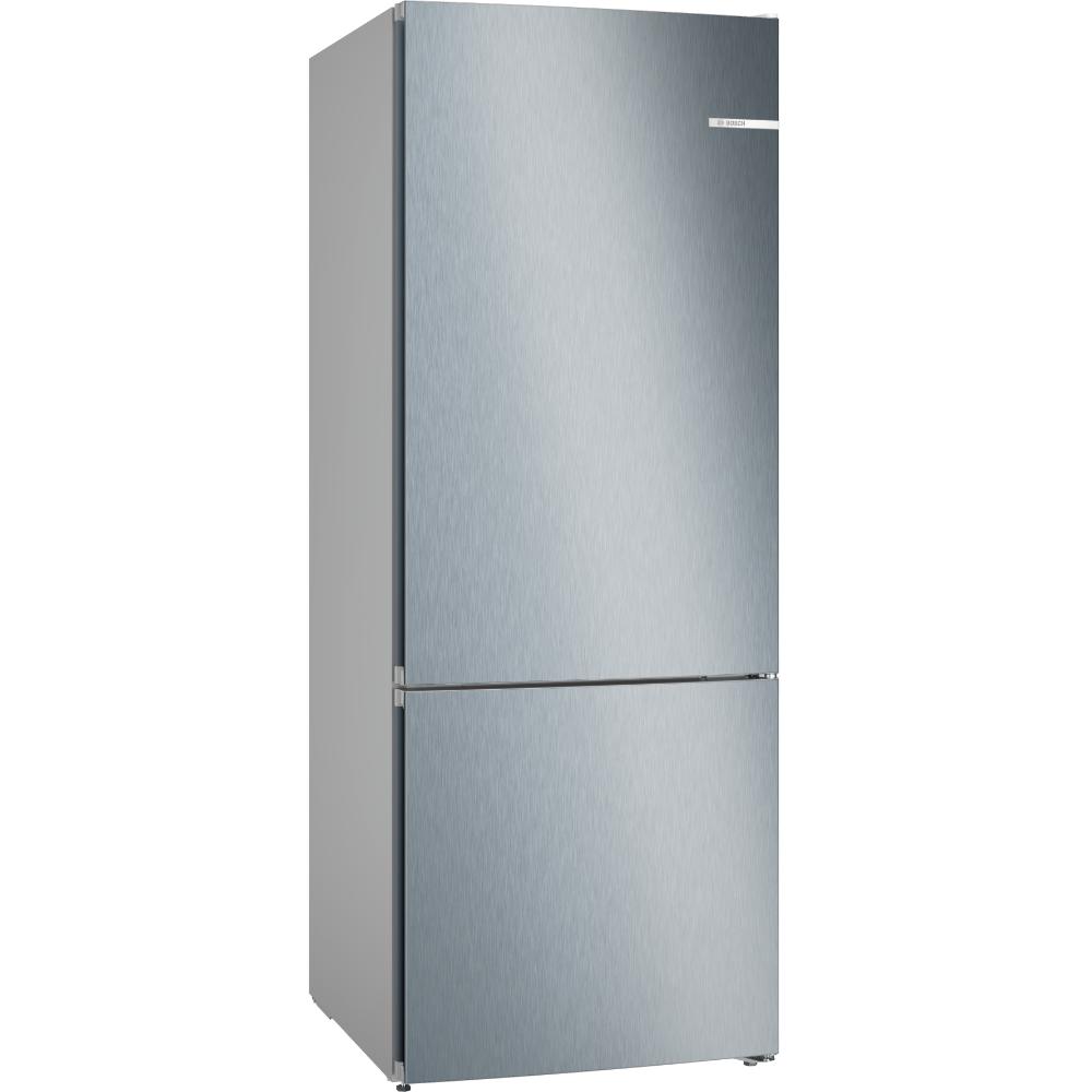 Bosch Series 4 Free-Standing Refrigerator with Freezer at bottom 186 x 70 cm Stainless steel look, VitaFresh,LED light, KGN55VL21M, 1 Year Manufacturer Warranty