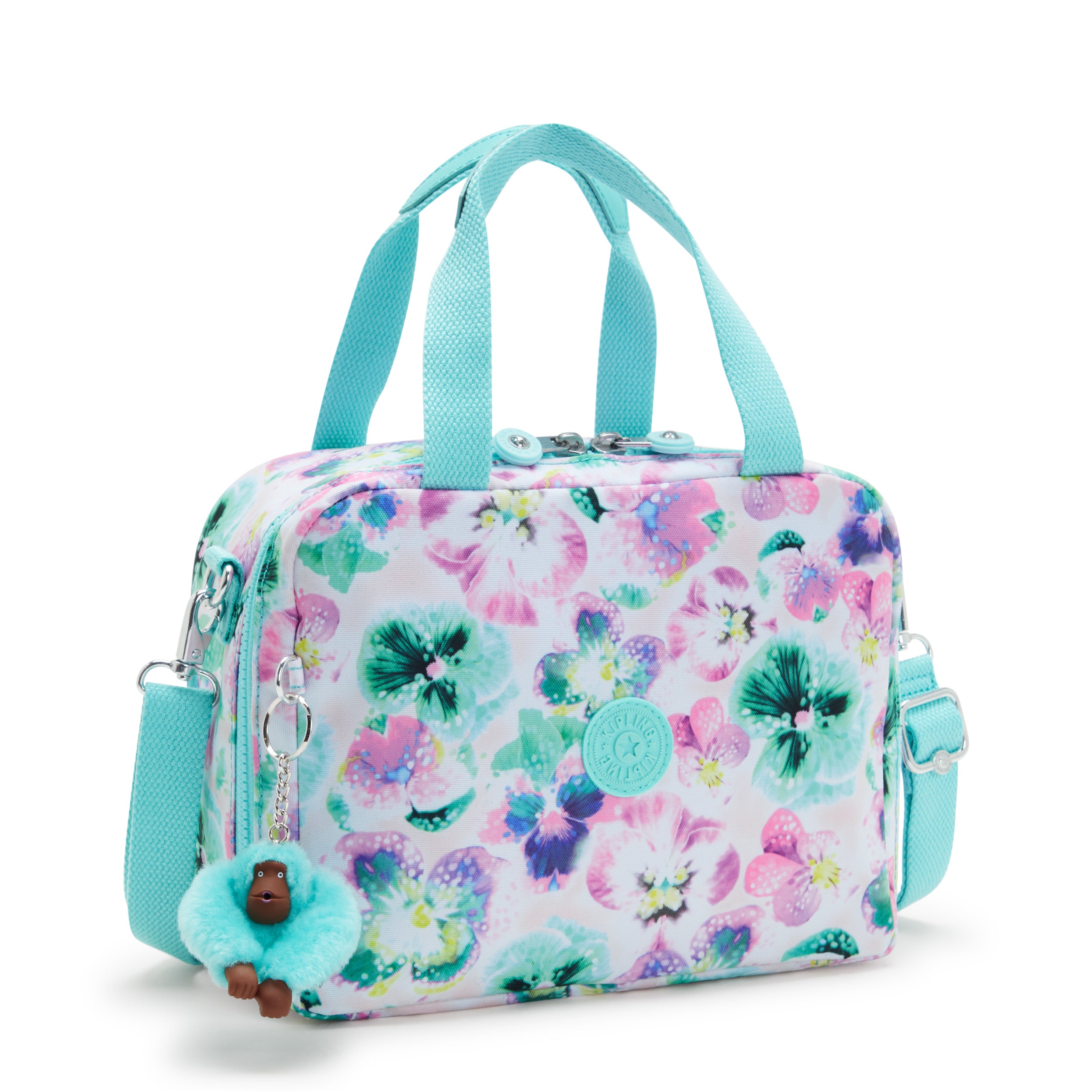 KIPLING-Miyo-Large lunchbox (with trolley sleeve)-Aqua Blossom-I2989-7EC