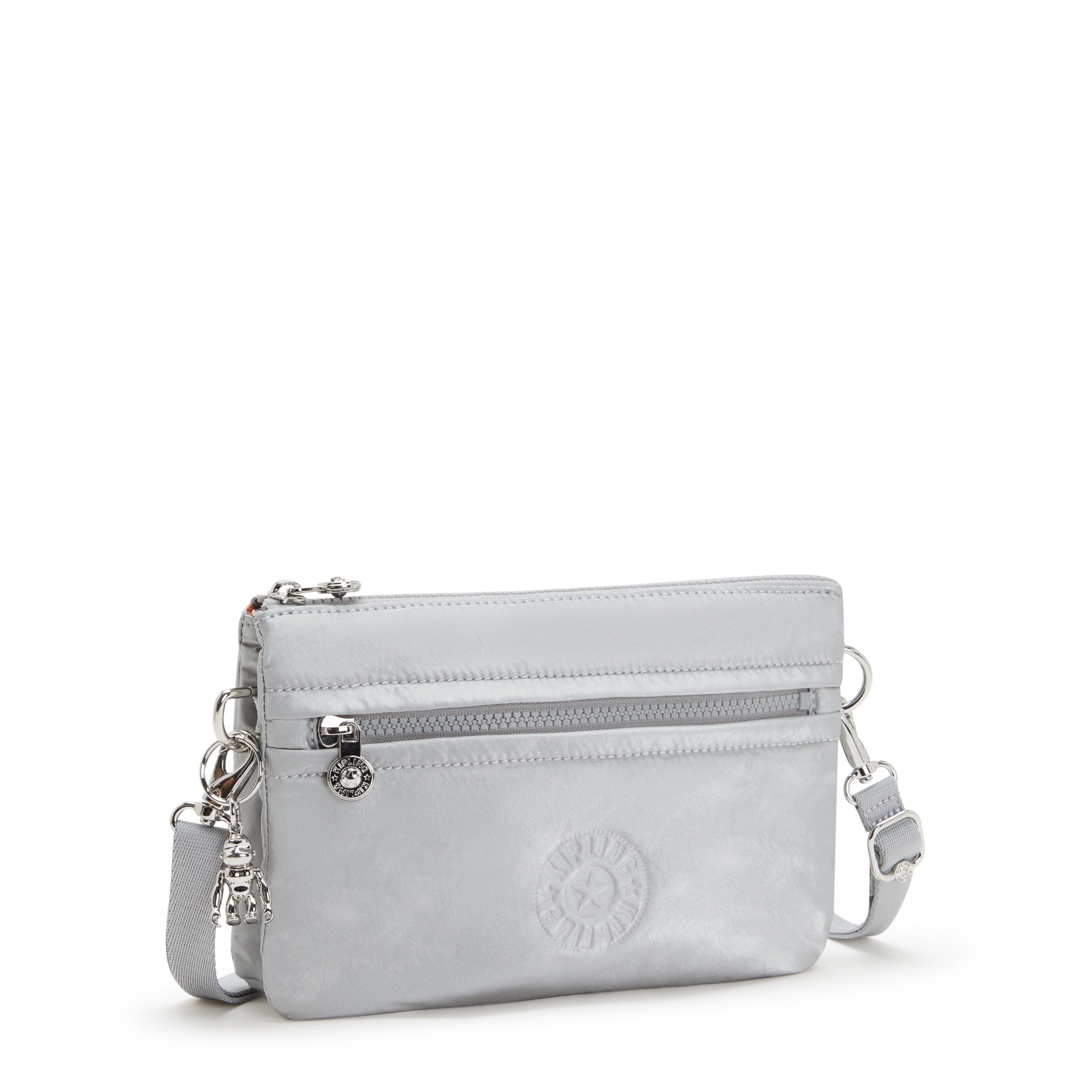 Kipling Riri Silver Glam Large Pouch with Crossbody Strap C2I4683-K2E