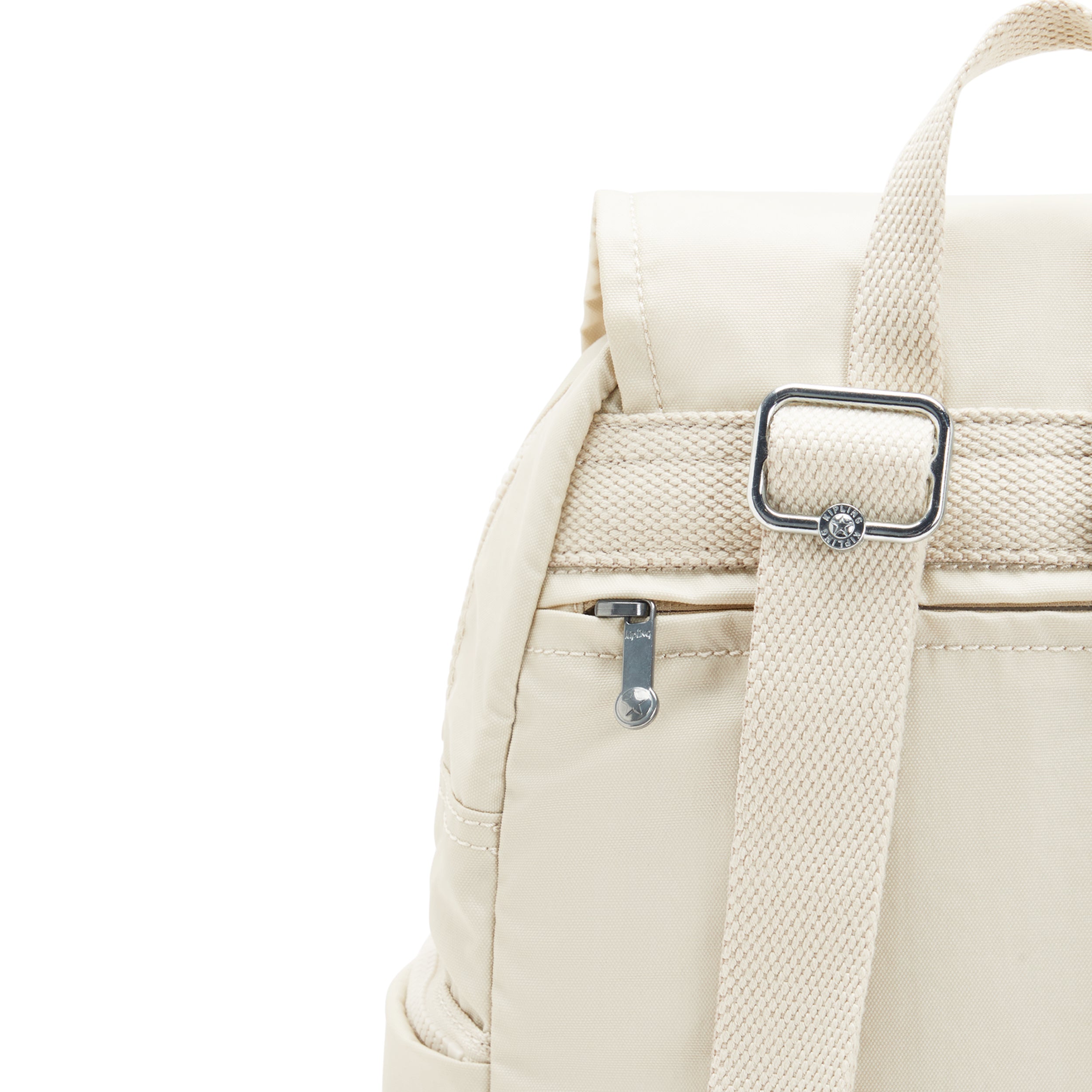 KIPLING- حقيبة ظهر سيتي بسحاب S-Small مع أحزمة قابلة للتعديل - بيج لؤلؤي-I5634-3KA