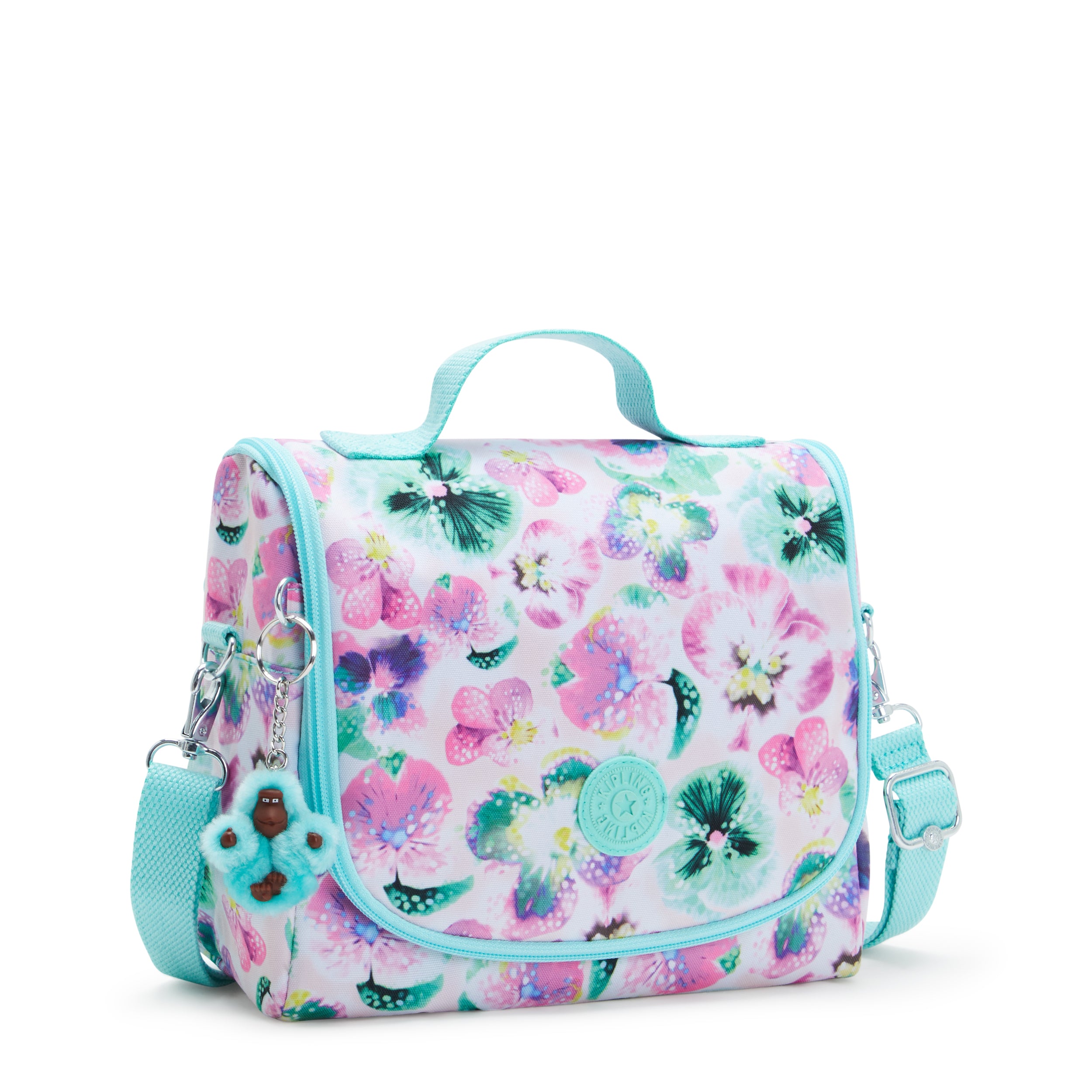 Kipling New Kichirou Aqua Blossom Large Lunch Bag with Trolley Sleeve C2I5749-7EC