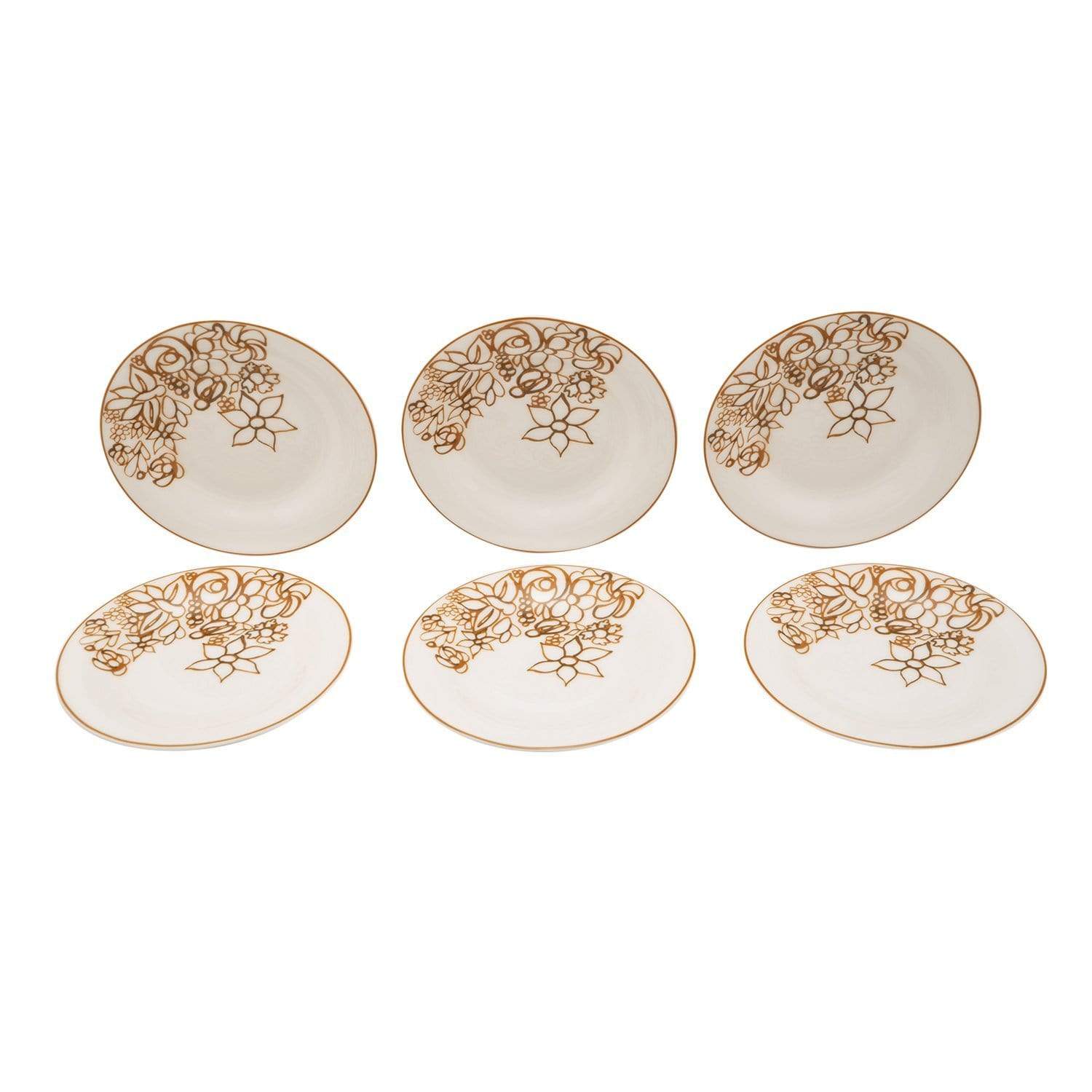 L'atelier FB Embroidery Coupe Shape Round Cookies Plate Set - 16 cm, 6 Pieces - TC 4715 013 - Jashanmal Home