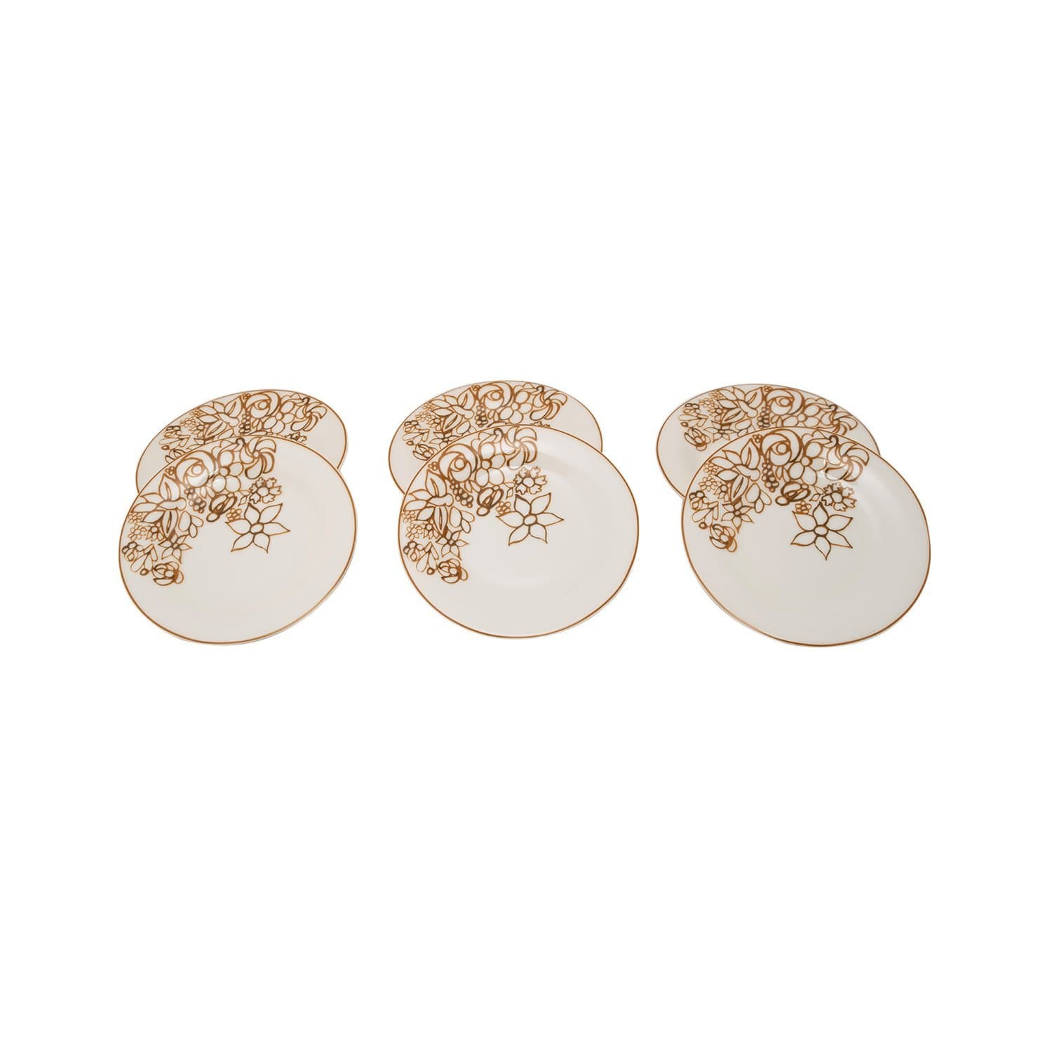 L'atelier FB Embroidery Coupe Shape Round Cookies Plate Set - 16 cm, 6 Pieces - TC 4715 013 - Jashanmal Home